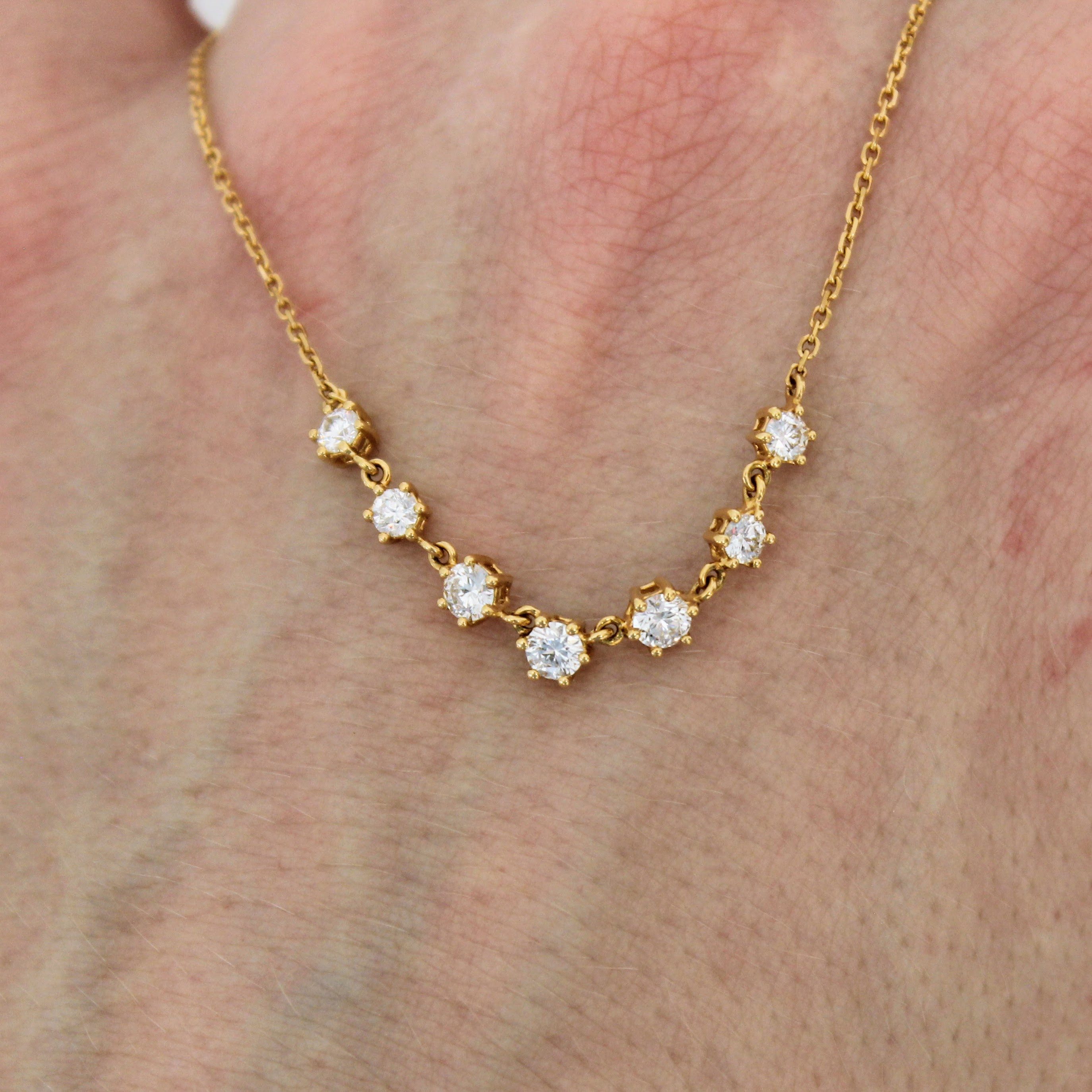 Sternvoll Goldkette V-Halskette mit 0,71 ct Diamanten aus 18K Gold, IGI, IG günstig online kaufen