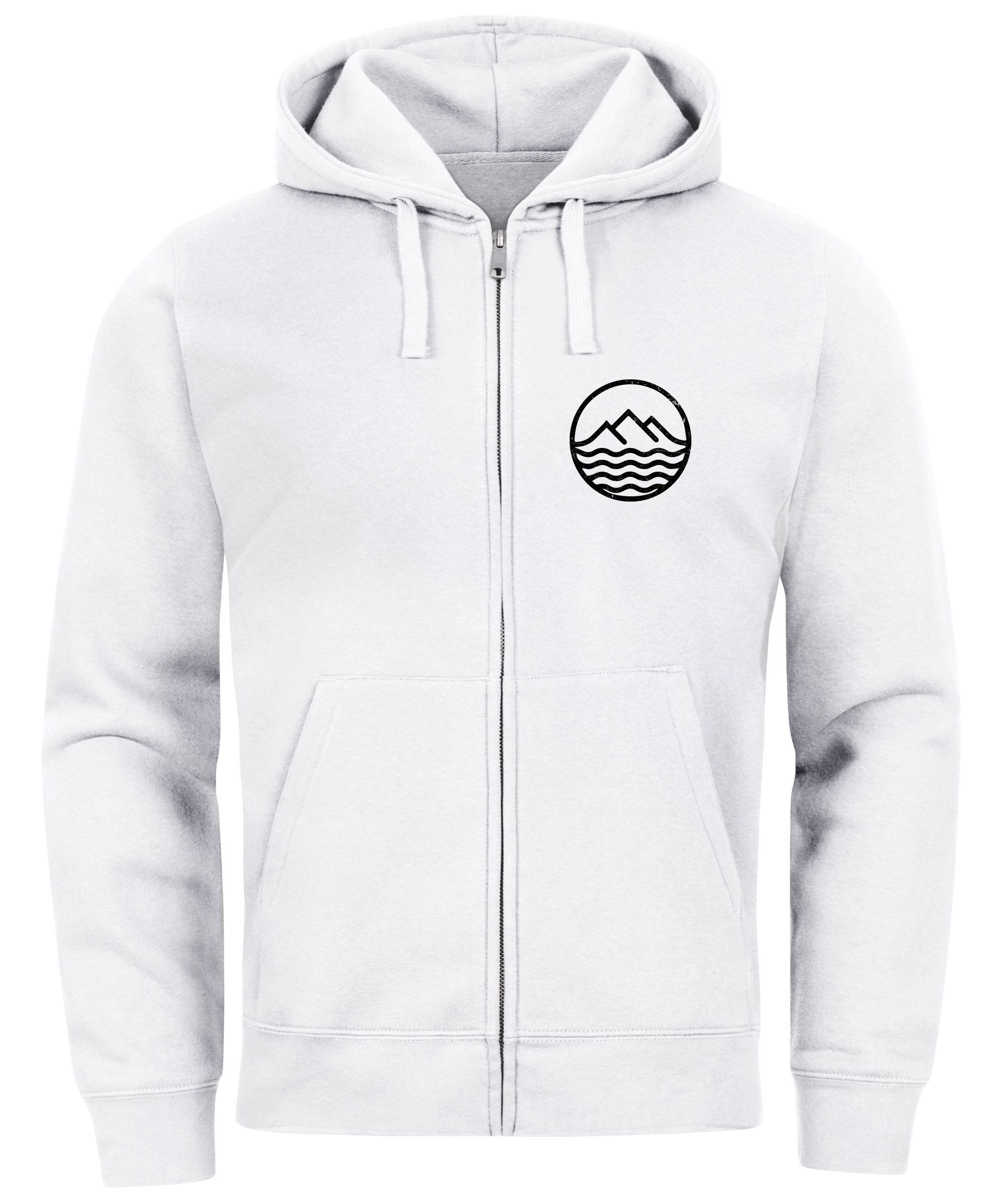 Neverless Sweatjacke Herren Sweatjacke mit Kapuze Wandern Berge Logo Motiv günstig online kaufen