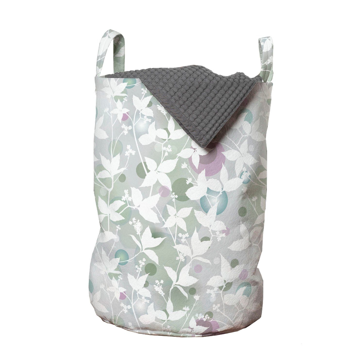 Wäschekorb mit Abakuhaus Blumen Griffen Waschsalons, für Jahrgang Muster Kordelzugverschluss Wäschesäckchen nahtlose