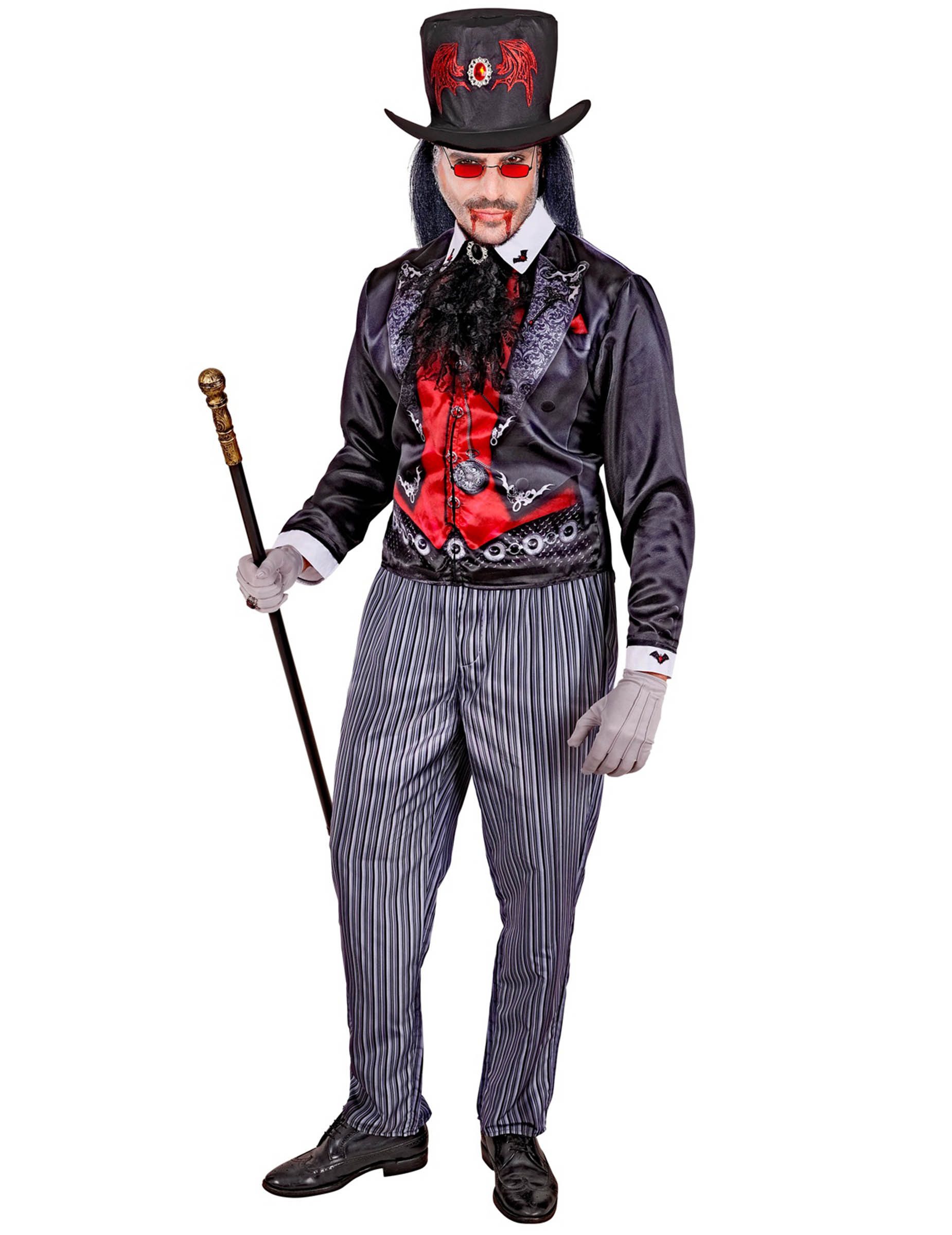 Kostüm Eleganter Vampir Kostüm für Herren Schwarz Rot Halloween