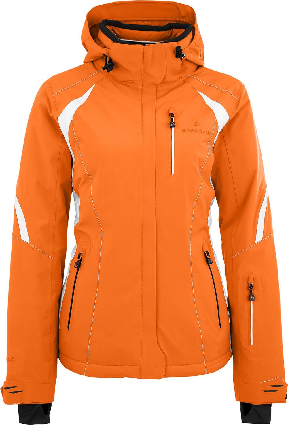 Bergson Skijacke SNOWTASTIC Damen Skijacke, wattiert, 20000mm Wassersäule, Langgrößen, orange