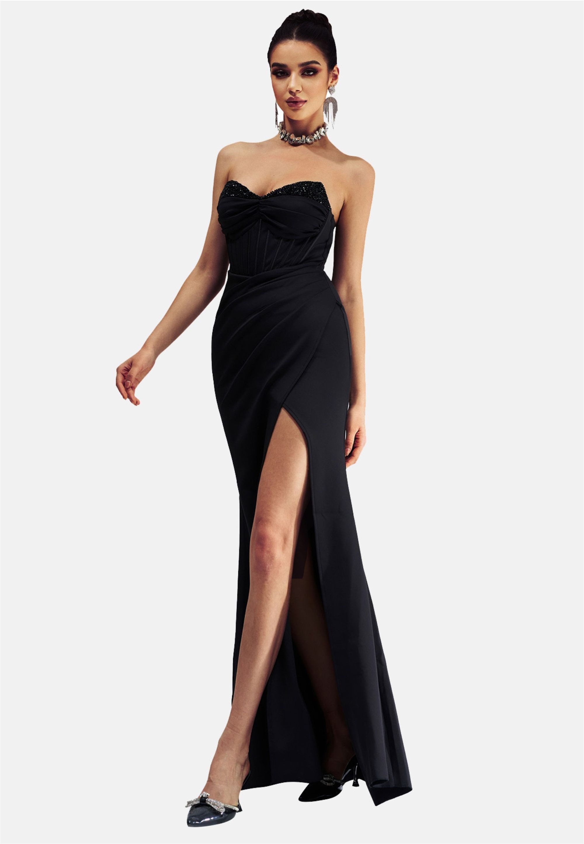 Moda Minx Jerseykleid Evelyn Long Dress mit langem Beinschlitz
