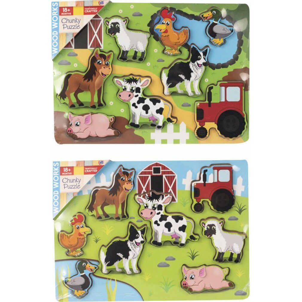 HTI Puzzle Holzeinsatz Bauernhof 1St. (Mix), Puzzleteile