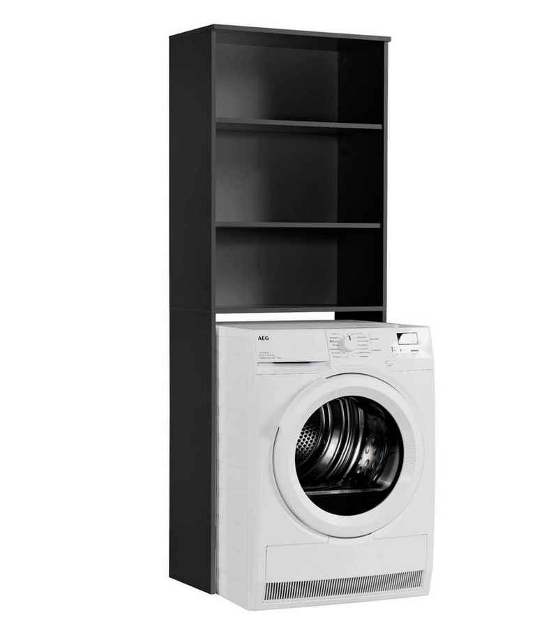 mokebo Waschmaschinenumbauschrank Der Saubermann (Offen) Waschmaschinenschrank & Überbau für Waschmaschinen, Schwarz-Anthrazit