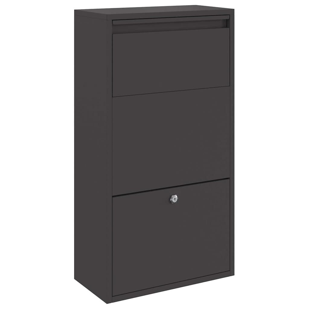 vidaXL Briefkasten Paketdrop-Box mit Speicher Schwarz 44 x 22 x 82 cm Stahl (1-St)