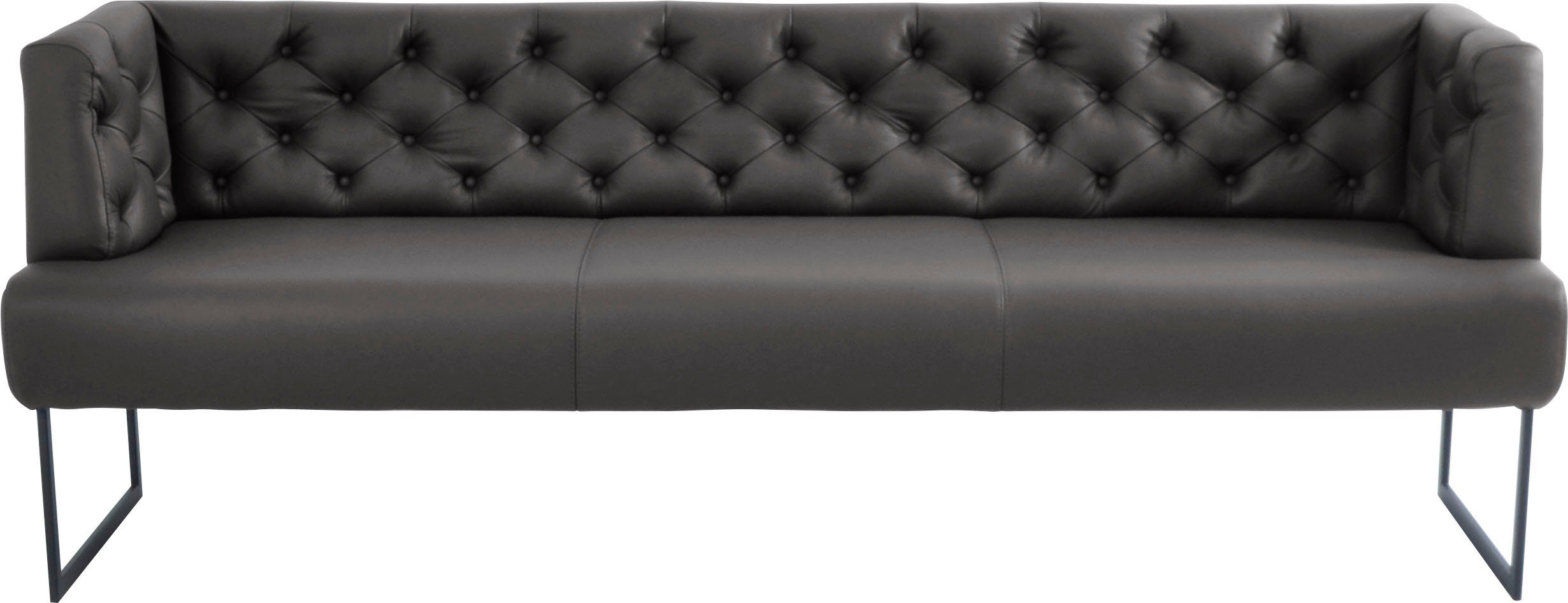 K+W Komfort & Wohnen Polsterbank Creso, im modernen Chesterfield-Look, mit schwarzen Kufenfüßen