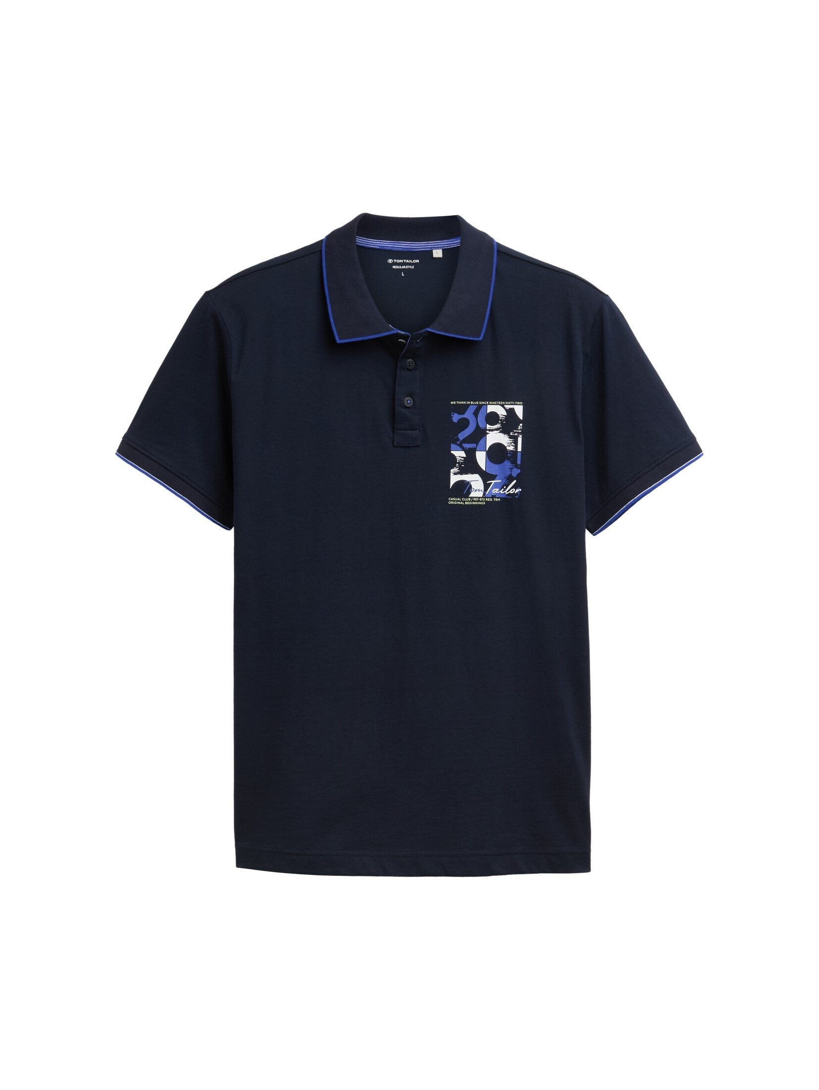 TOM TAILOR Poloshirt Poloshirts Poloshirt mit Logo-Print aus Baumwolle günstig online kaufen