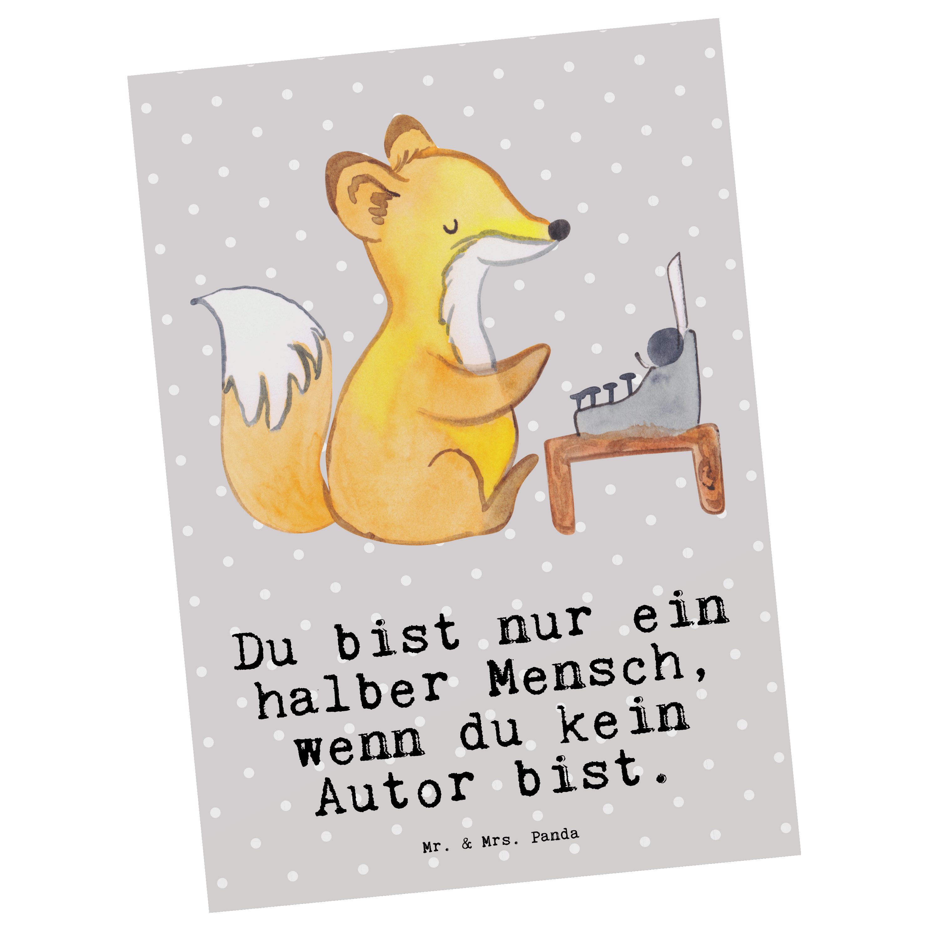 Mr. Geschenk, Postkarte Panda Pastell Schenken, - Grau - Autor Mrs. Herz Einladung, mit Schrif &