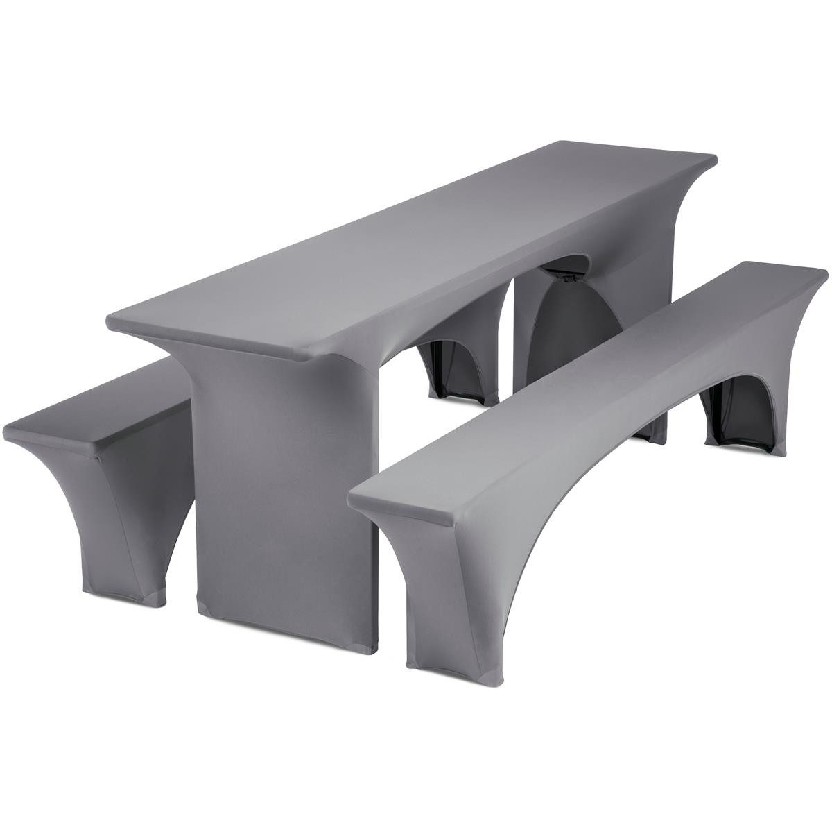 Gräfenstayn Hussen-Set Biertischhussen Bierzeltgarnitur 3 tlg, 50x220cm Anthrazit, Biertischhussen 3 tlg Bierzeltgarnitur 50cm oder 70cm breite