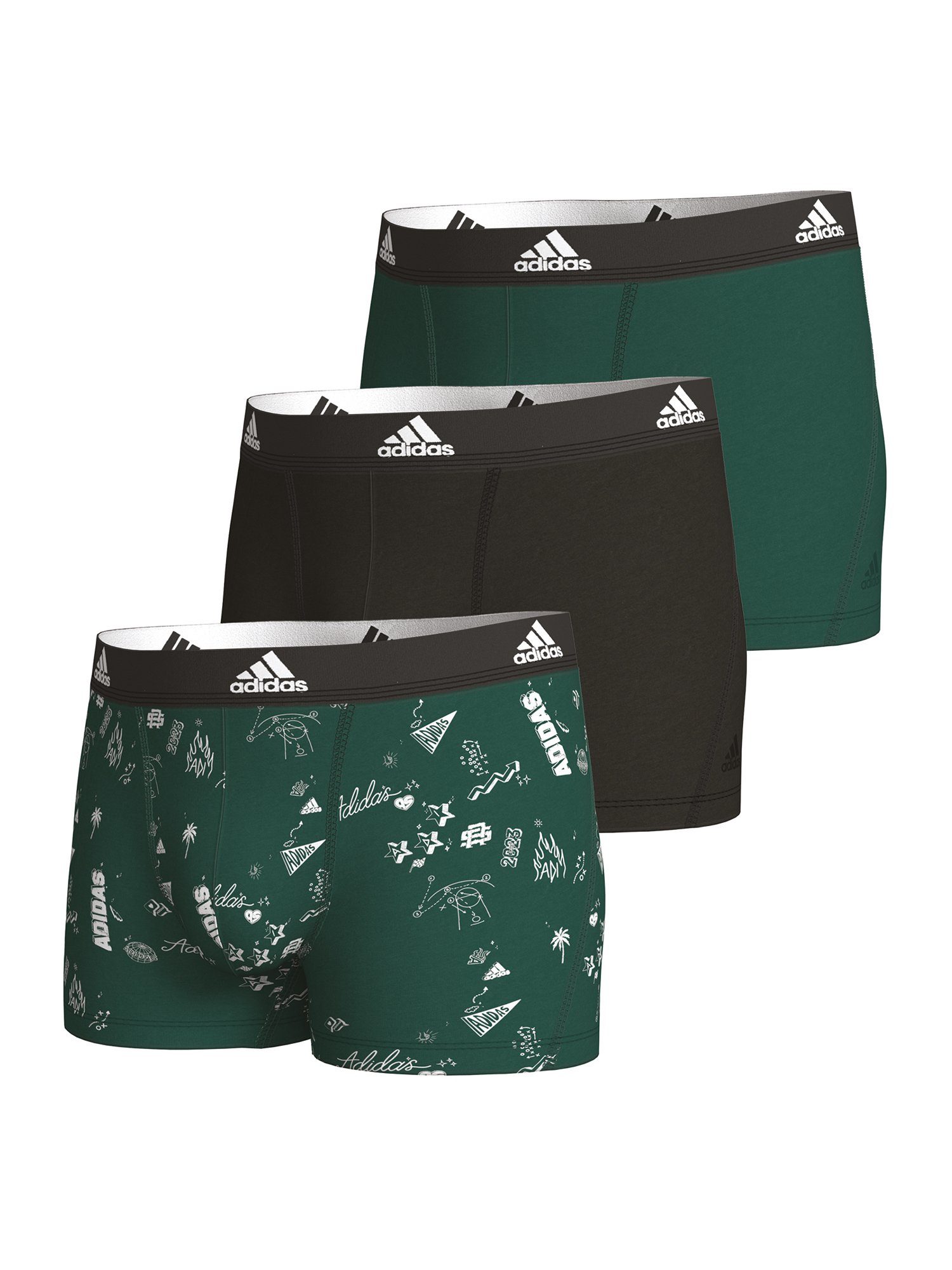 adidas Sportswear Trunk BASIC (3-St) unterhose männer herren grün-schwarz