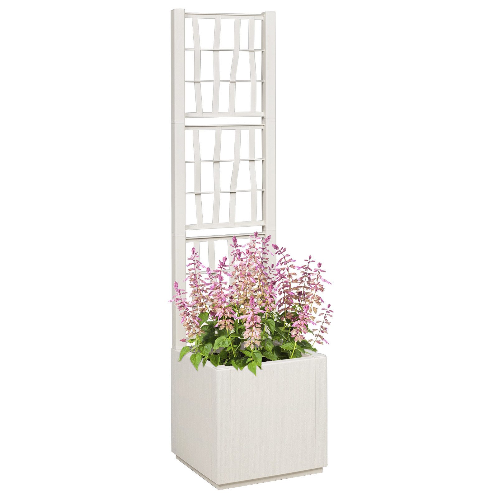 Thumbnail - vidaXL Blumentopf Pflanzkasten mit Rankgitter Weiß 36x36x140 cm PP (1 St)