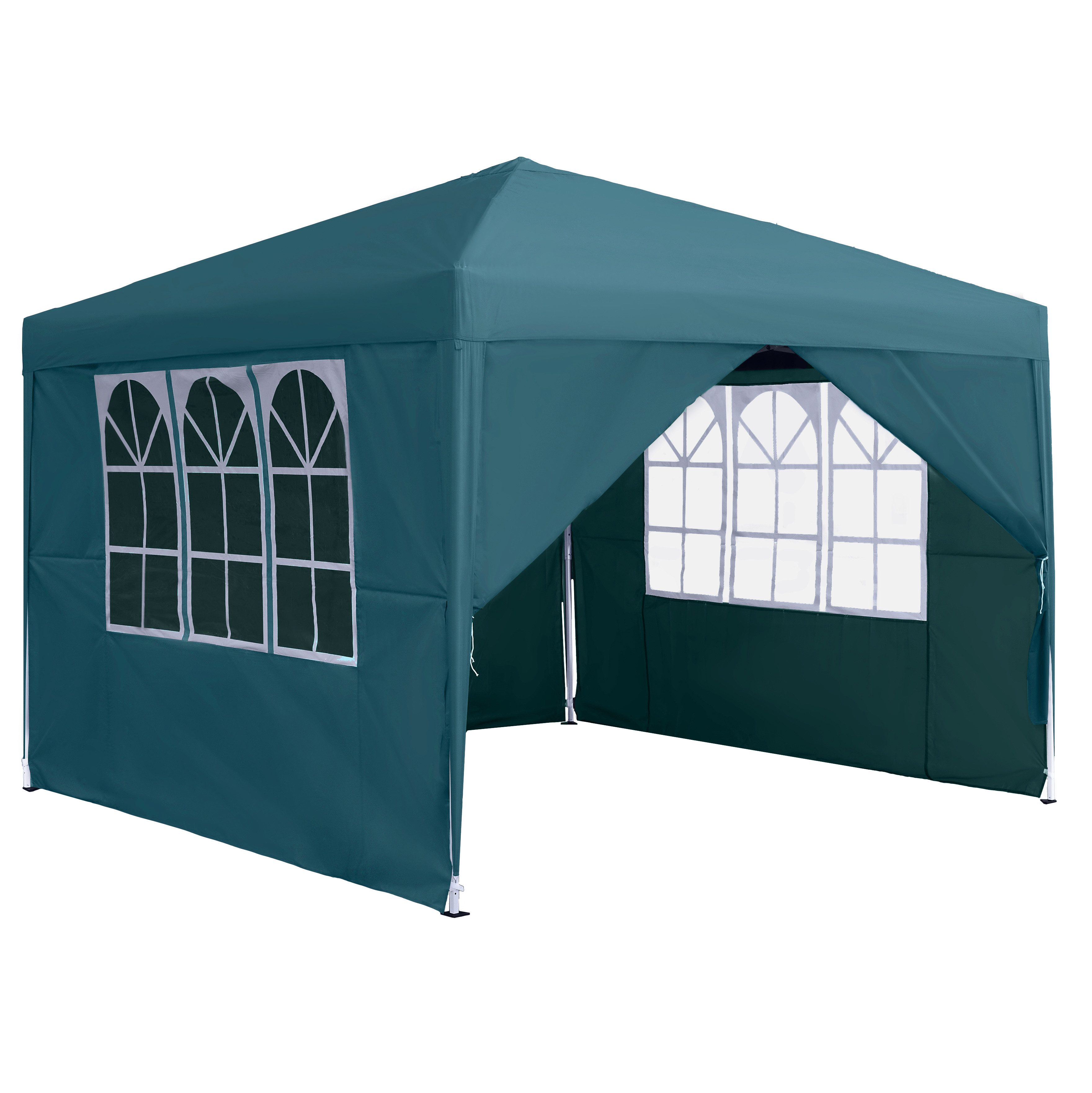 FIVMEN Partyzelt 3x3m Faltpavillon Gartenpavillon mit 4 Seitenteilen und Fenstern