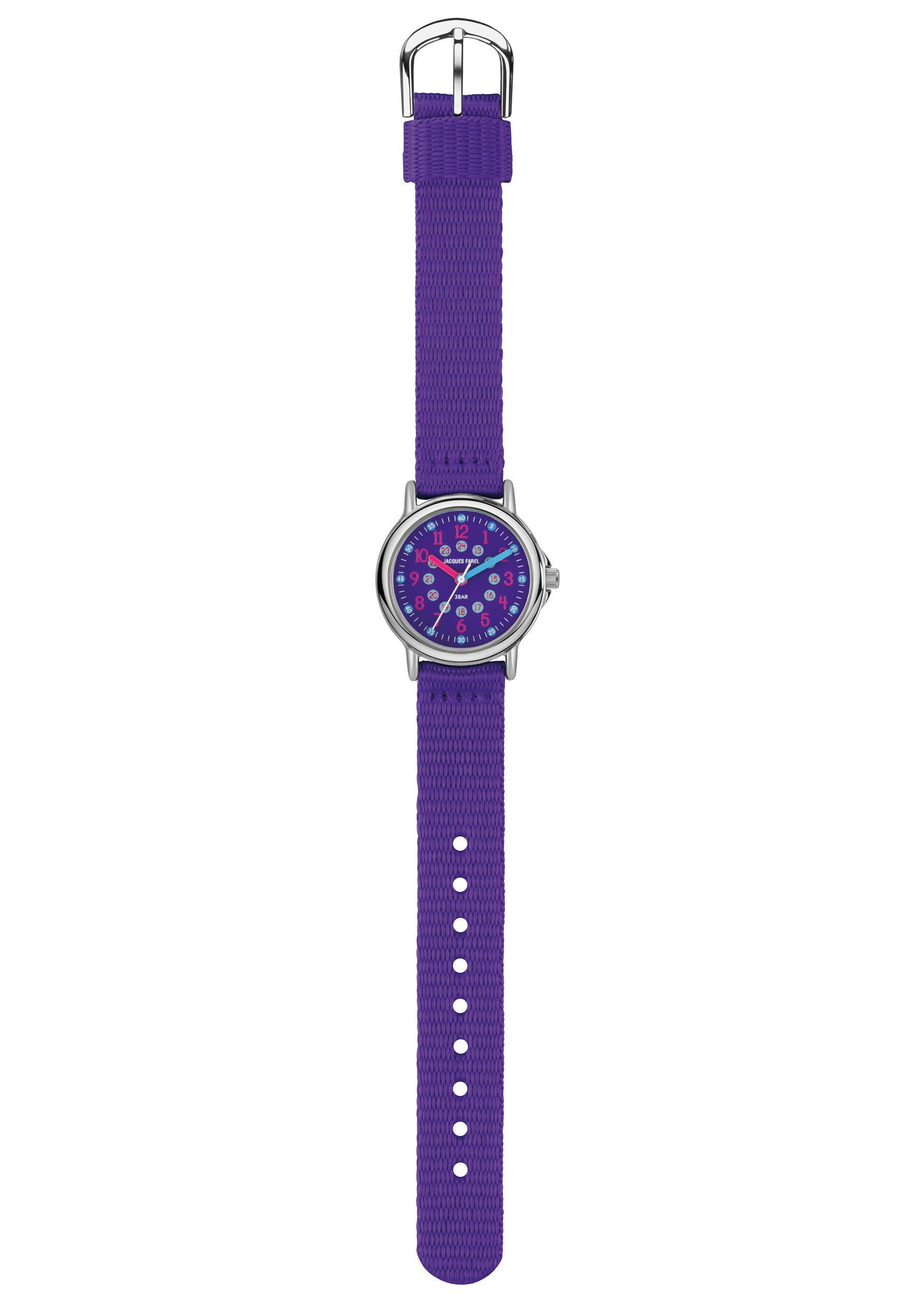 Jacques Farel Quarzuhr KCF Kinder Armbanduhr Textilband, analog Kinderuhr Lernuhr deutlich Schulanfang Geschenkidee Ø 28 mm – Bild 2 von 5