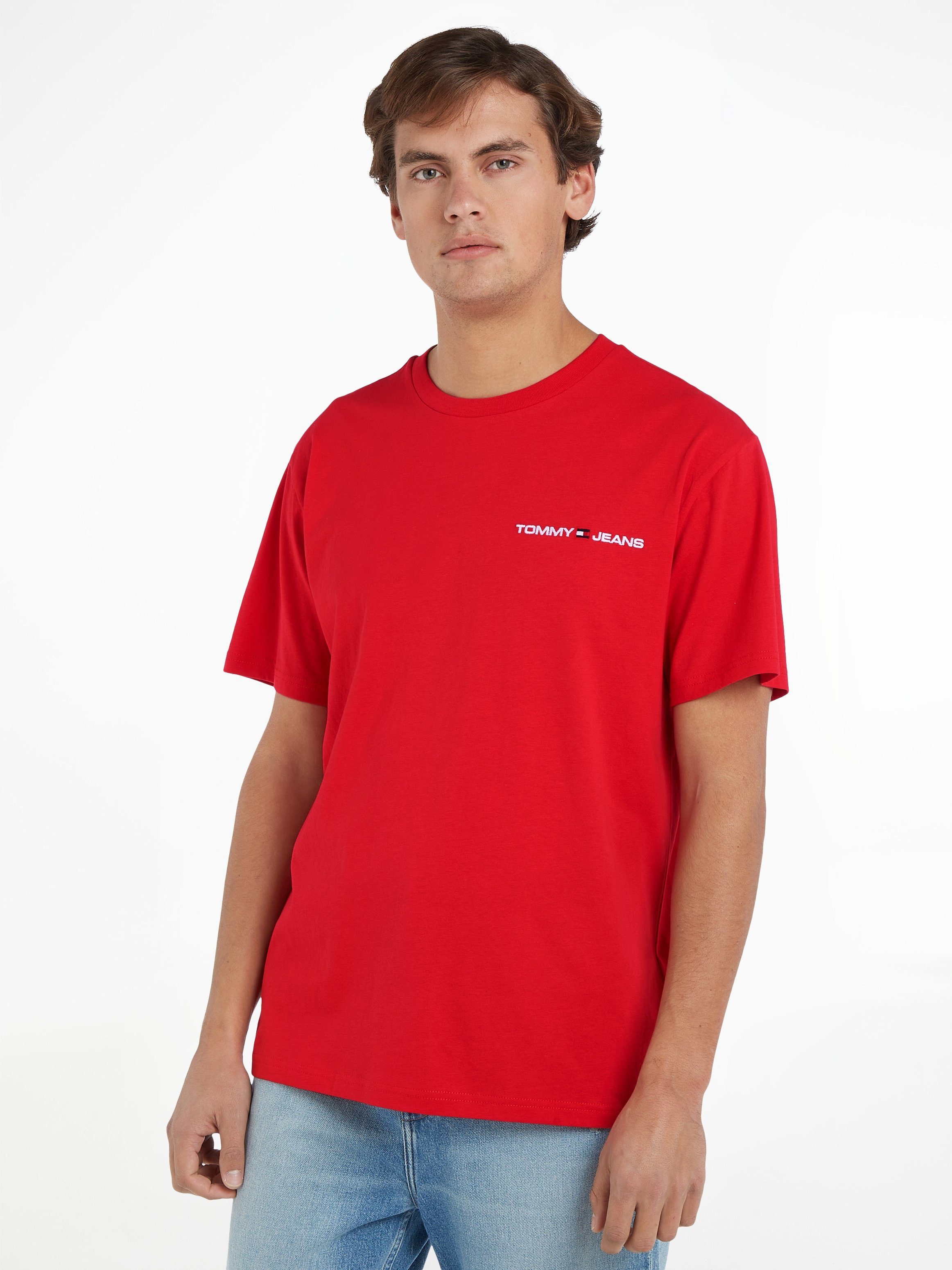 Tommy Jeans T-Shirt TJM CLSC LINEAR CHEST TEE Deep Crimson | T-Shirts