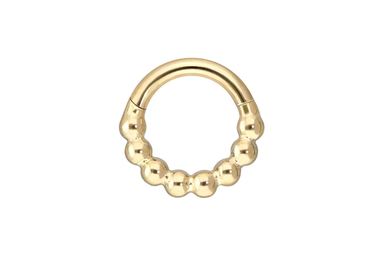 PIERCINGLINE Nasenpiercing 18 Karat Gold Segmentring Clicker KUGELN Ohrpiercing Septum Nase (Clicker, 1-tlg), Ohrpiercing für Conch, Helix, Tragus, Daith, Lobe