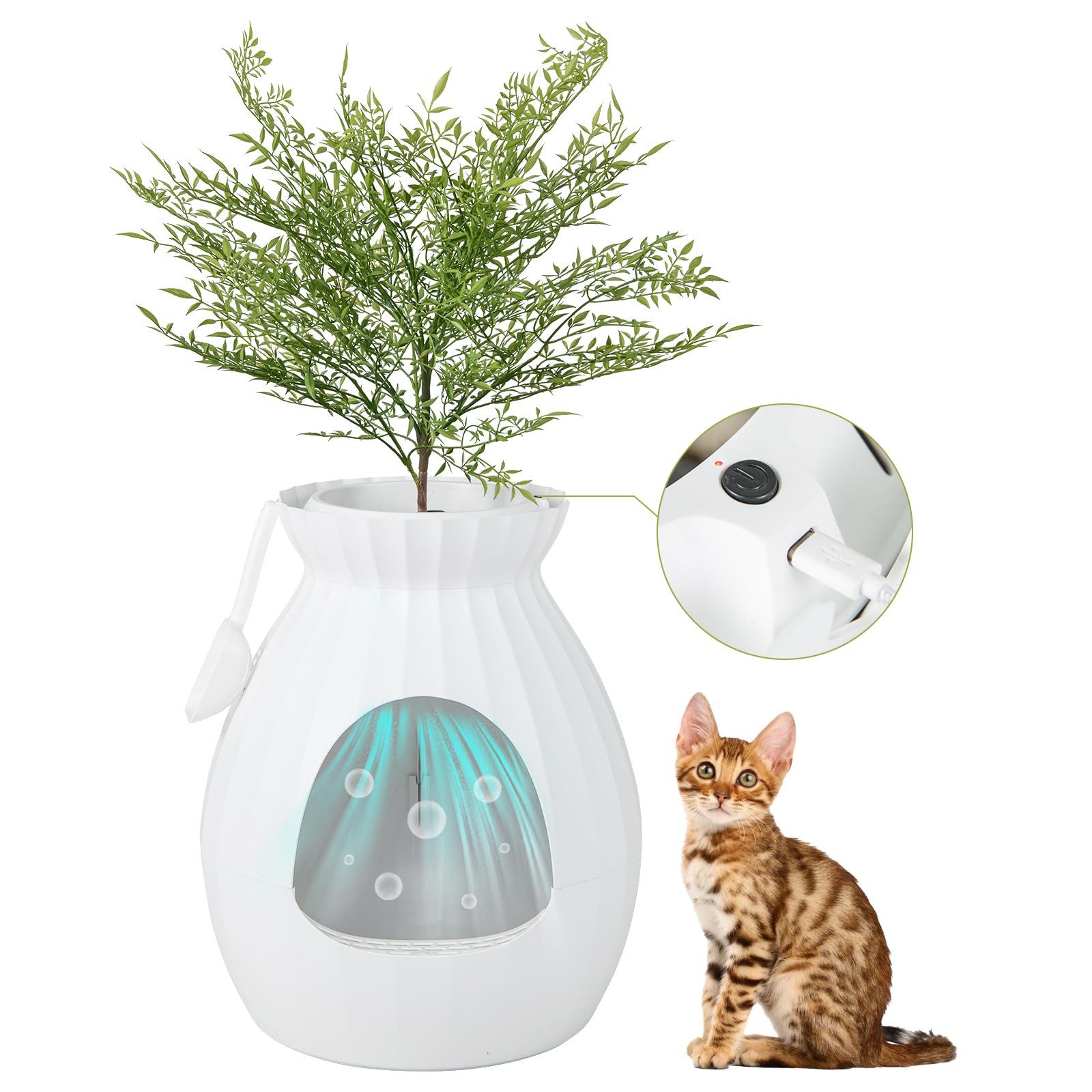 COSTWAY Katzentoilette, 63L Katzenklo, intelligente Geruchsentfernung & Sterilisation