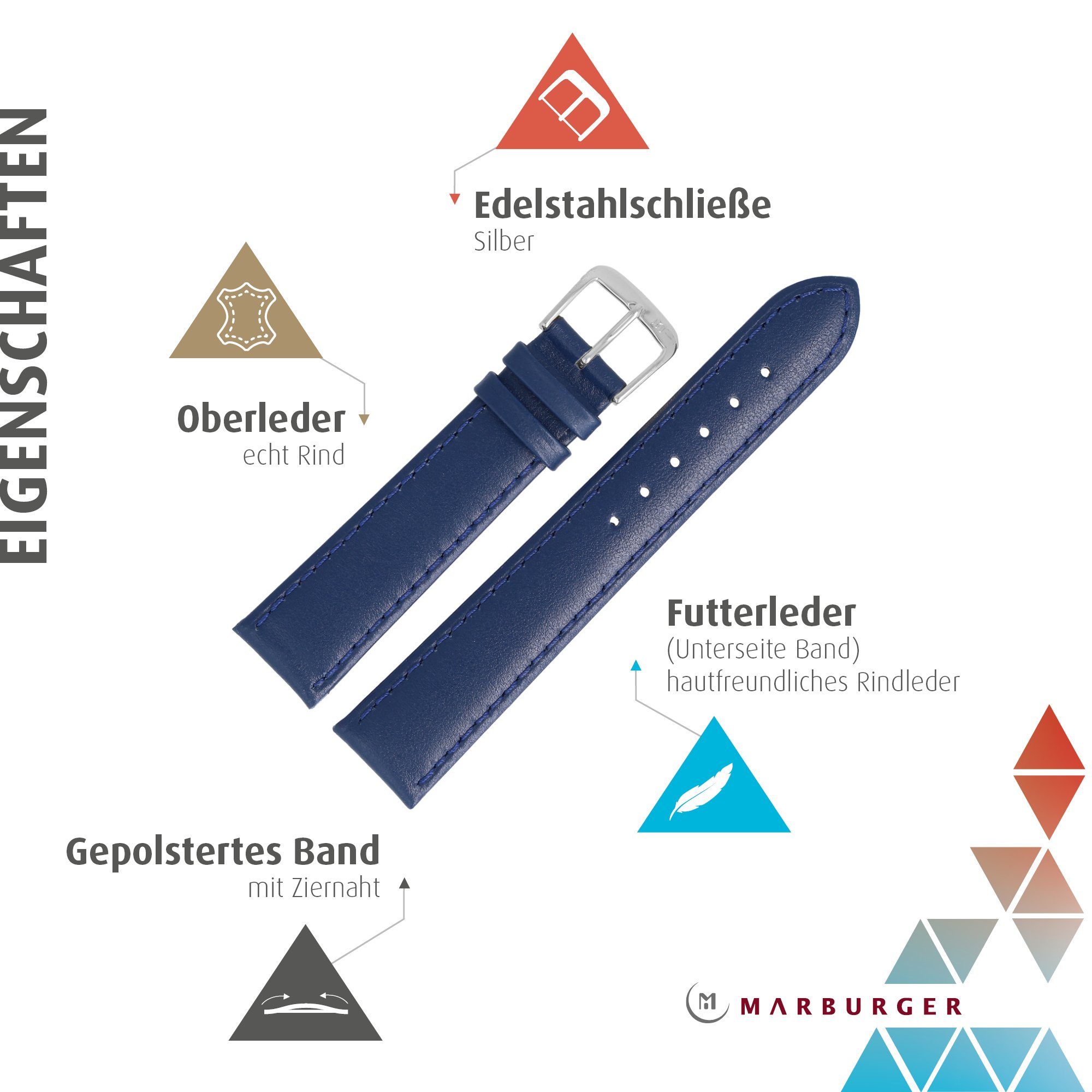 MARBURGER Uhrenarmband 16mm Leder günstig online kaufen