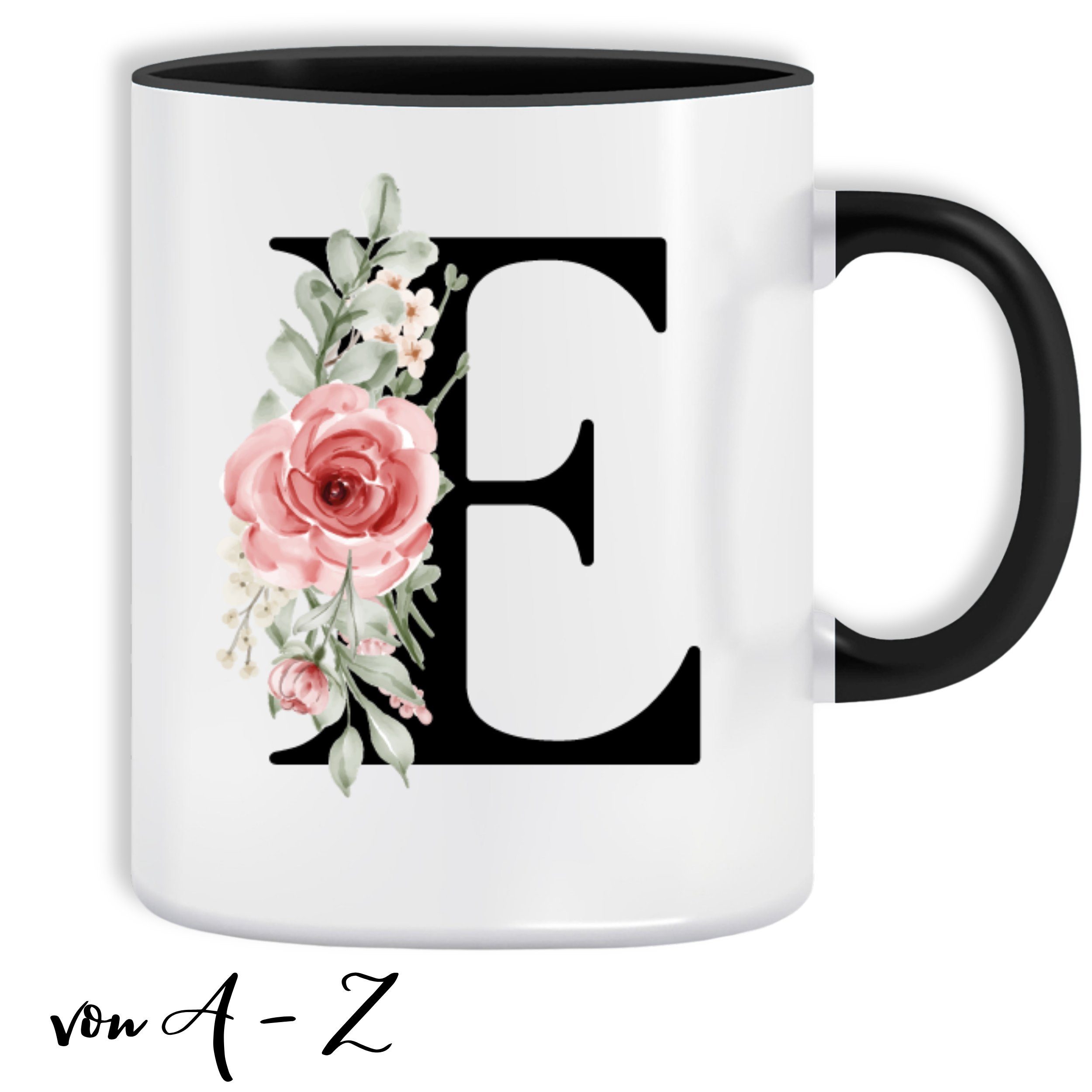 Giftandprint Tasse personalisiert mit Namen Anfangsbuchstabe Monogramm Initiale, Geschenke für Frauen, Spülmaschinengeeignet, Mit Geschenkbox