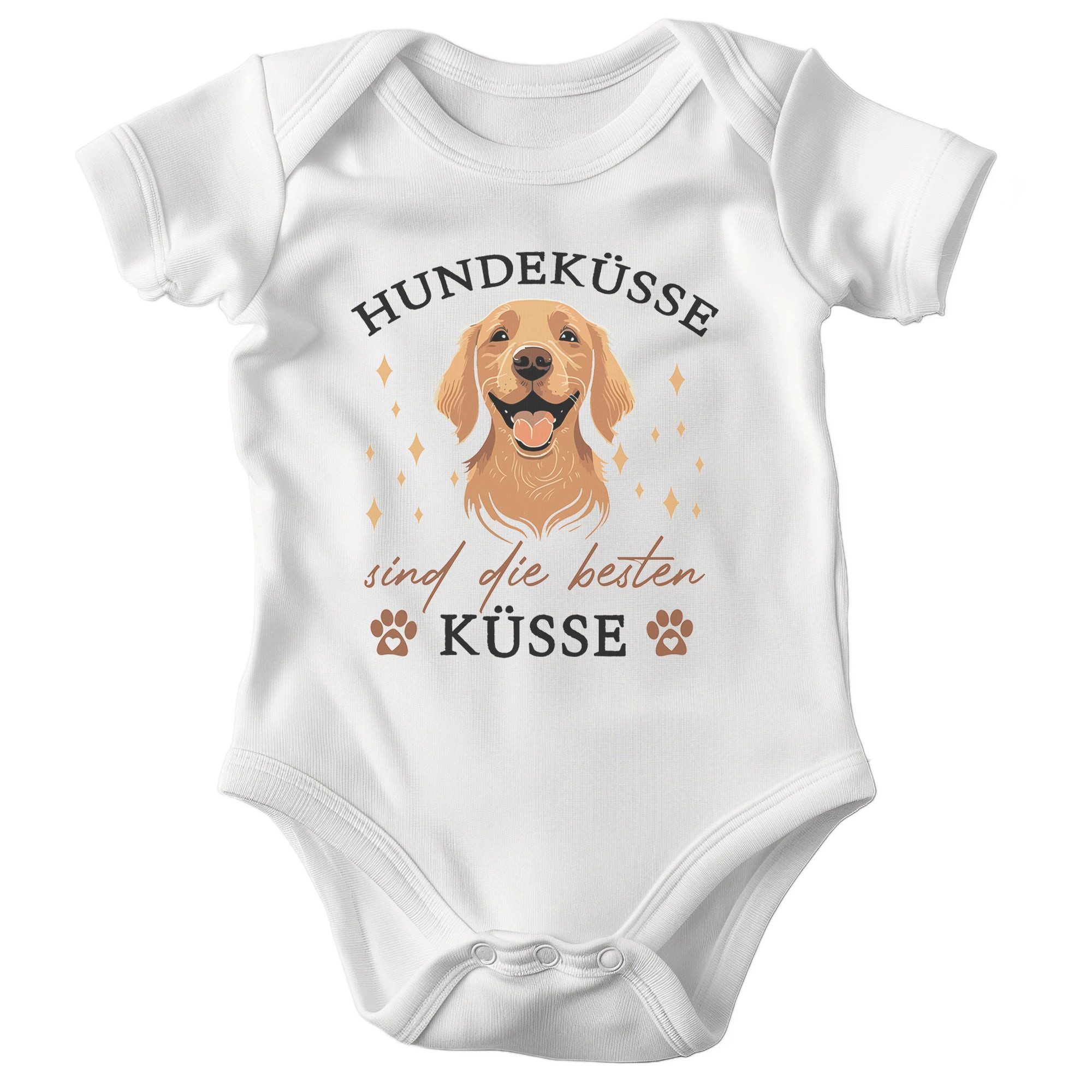 22Feels Kurzarmbody Bio Unisex Babybody Weiß Golden Retriever Hundeküsse Geschenk Taufe BIO-Baumwolle - In Deutschland Bedruckt - Niedlicher Print