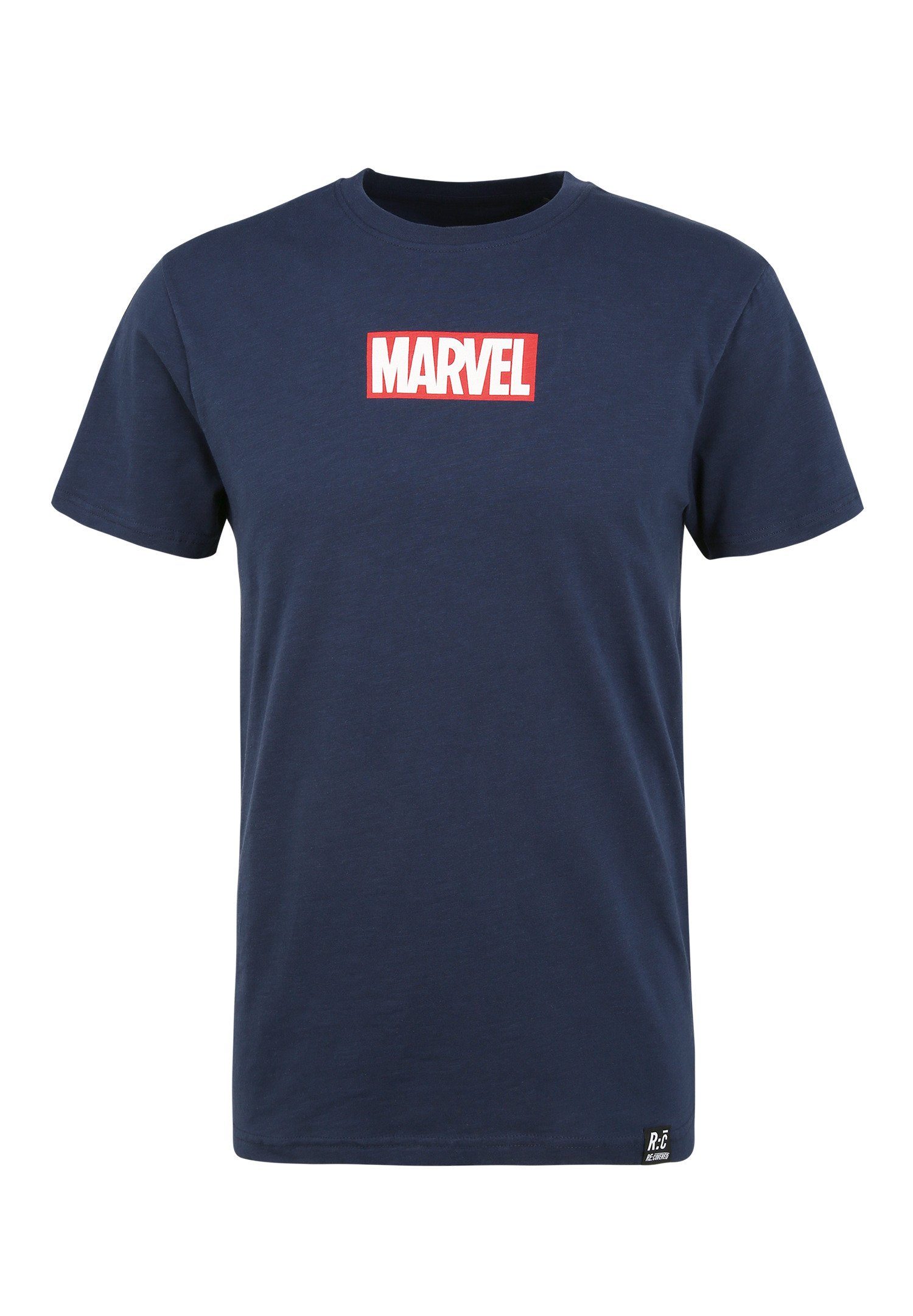 zertifizierte Classic Marvel Logo Navy Bio-Baumwolle T-Shirt GOTS Recovered