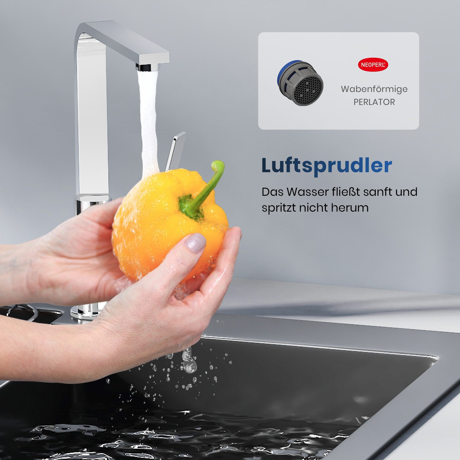 EMKE Küchenarmatur Spülbecken armatur Einhebelmischer Modern Messing Bad wasserhahn ( geräuscharme keramische Kartusche, Badezimmer Badarmatur)