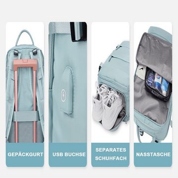 WISHDOR Reiserucksack Freizeitrucksack Sportrucksack Reisen Rucksack Sporttasche Rucksäcke (Notebook Laptop Tasche Schule Uni Rucksack Handgepäck wasserdicht, Herren Damen, Schuhfach Nasstasche, Handgepäckrucksack, USB-Ladeanschluss), Schulrucksack Schultasche Weekender Schwimmen Yoga Fitnessstudio Gym