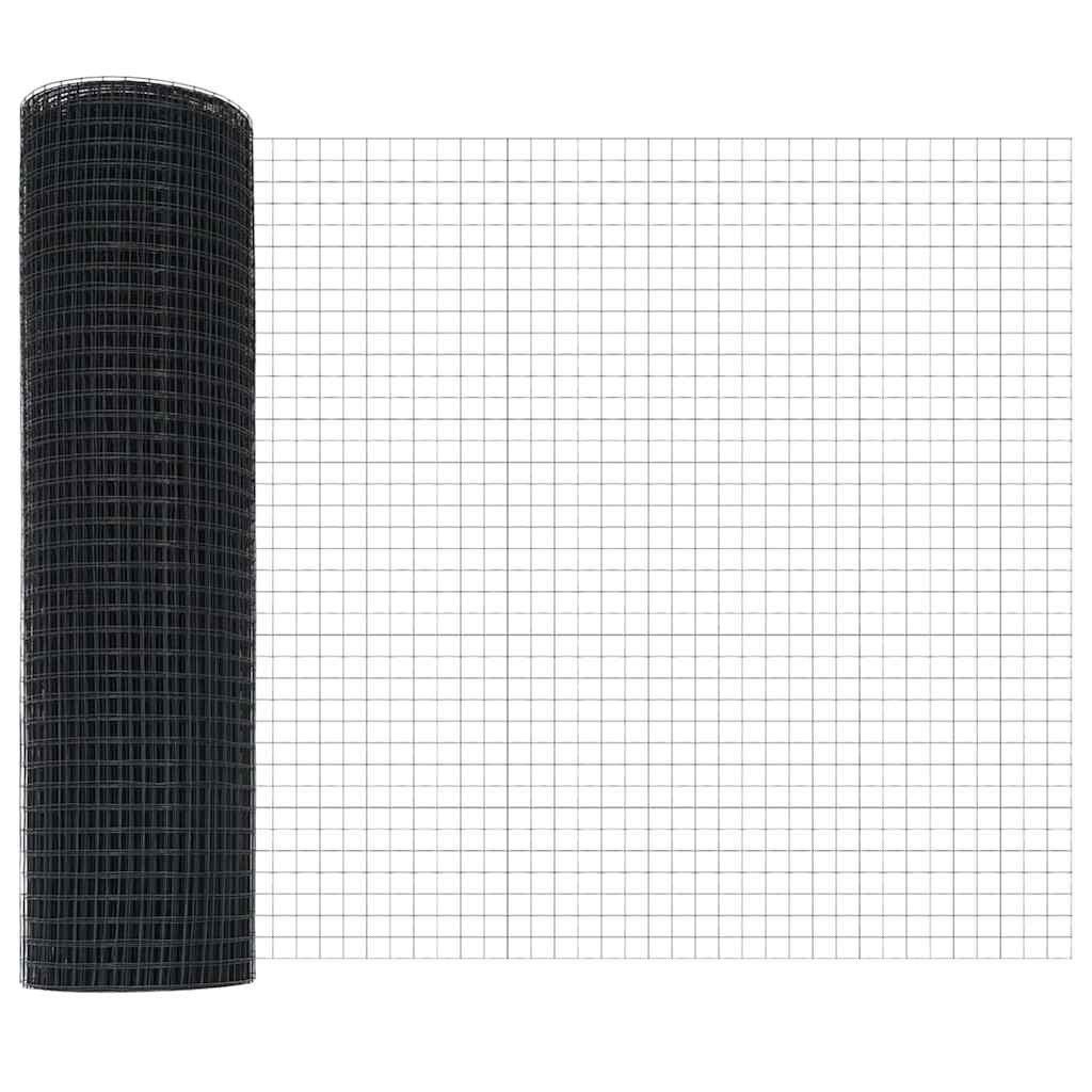vidaXL Gartenzaun Geschweißter Drahtzaun mit Pfosten 50 x 0,6 m Grau Netz, (1-St)