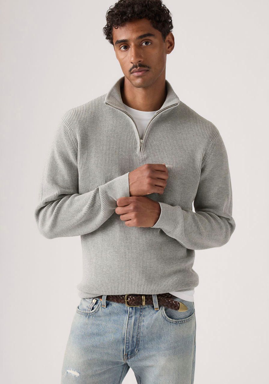 Levi's® Strickpullover HM QUARTER ZIP SWEATER mit Zipper und Struktur