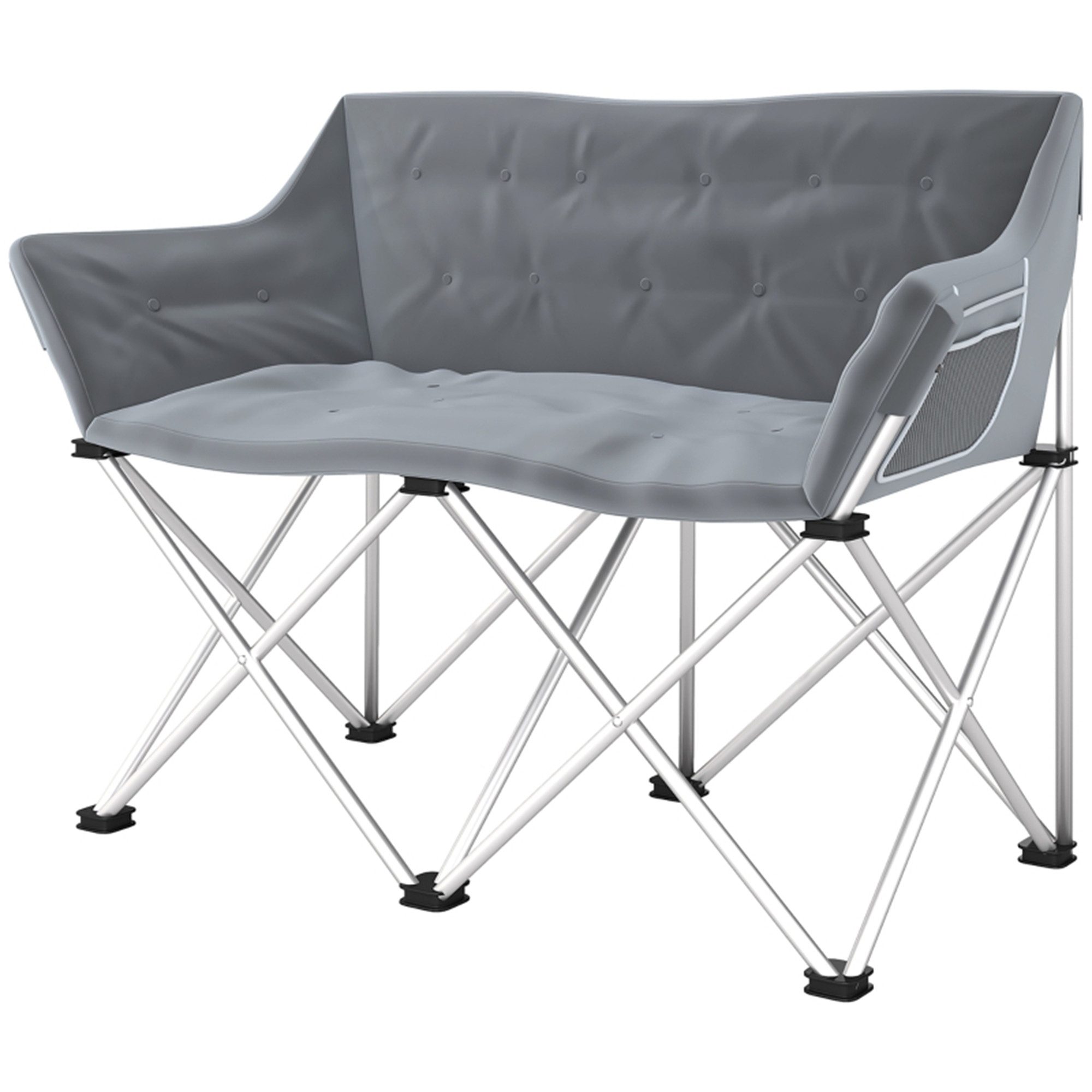 Faltstuhl 2 Sitzer faltbar Campingstuhl mit Armlehnen Seitentasche Outdoor