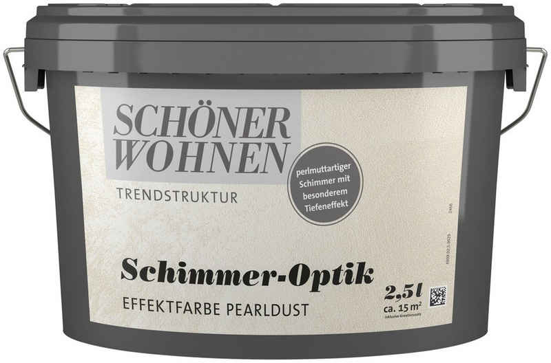 SCHÖNER WOHNEN FARBE Wand- und Deckenfarbe TRENDSTRUKTUR Schimmer-Optik Effektfarbe, 2,5 L, silver lining, perlmuttartiger Schimmer mit besonderem Effekt