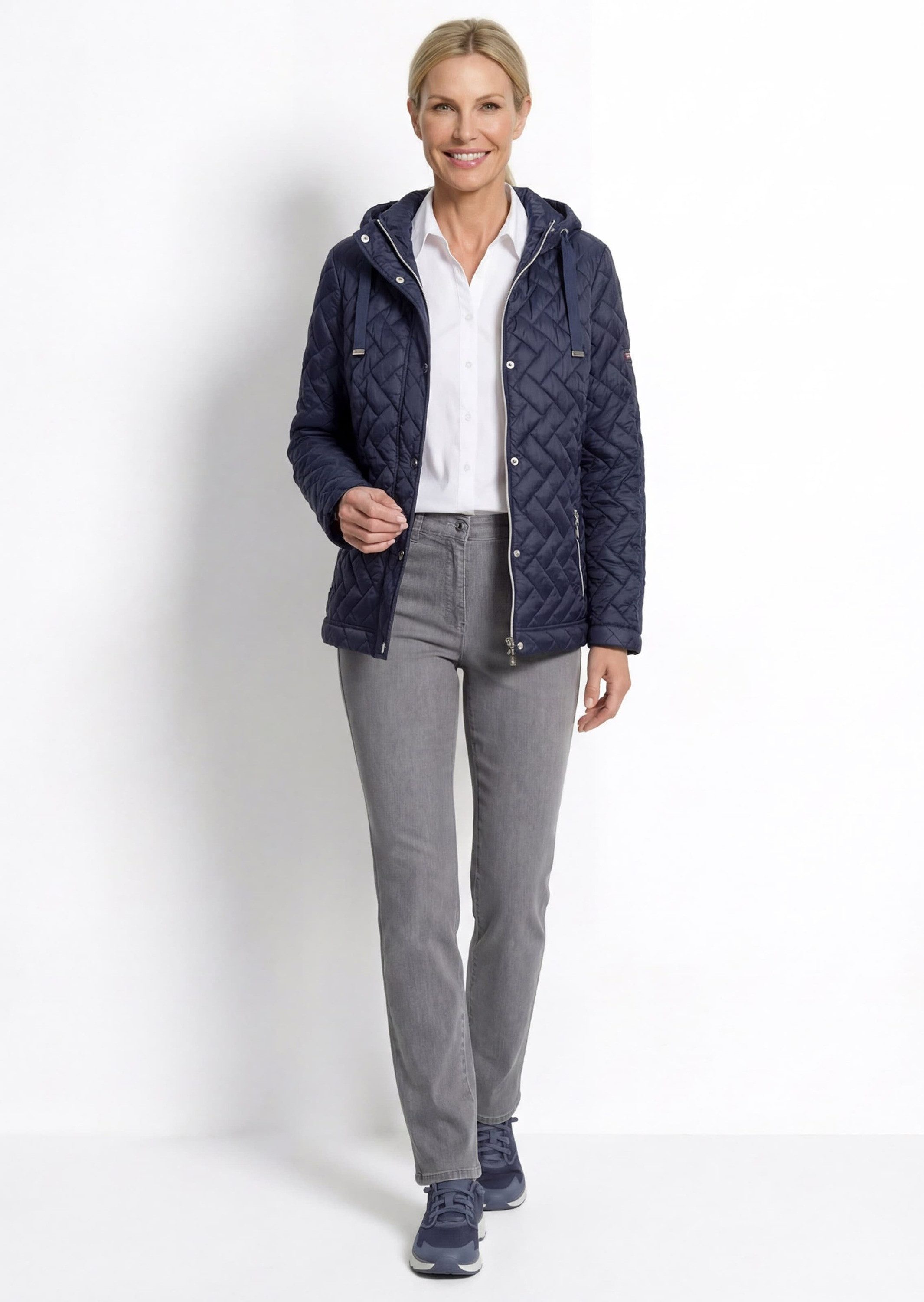 GOLDNER Outdoorjacke Übergangsjacke mit Kapuze Winterjacke mit Druckknöpfen, Reißverschluss, Taschen und Langarm – Bild 4 von 5
