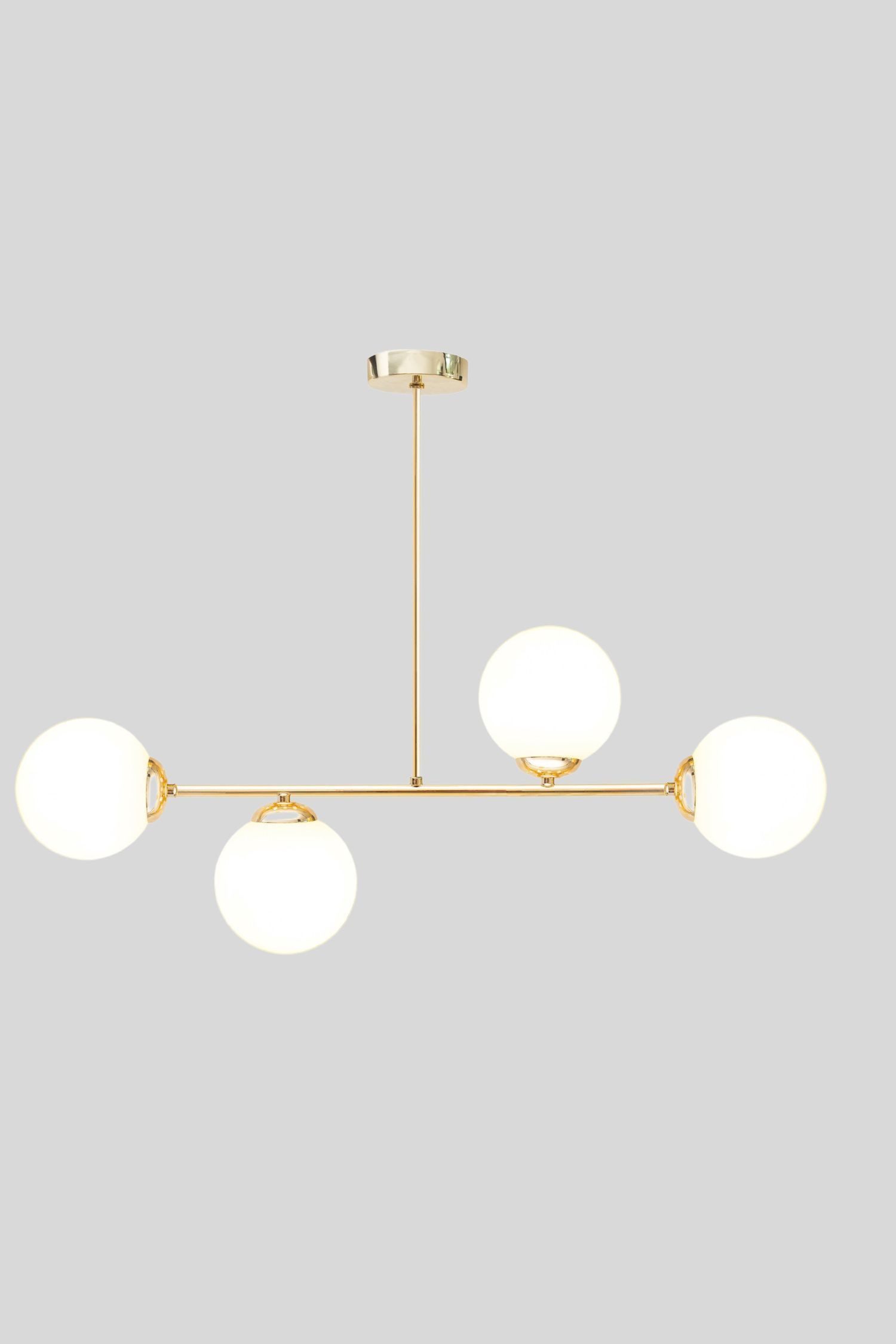 Licht-Erlebnisse Deckenleuchte DEKUT, ohne Leuchtmittel, Glas Metall in Gold Weiß E27 4-flammig Kugelschirm Modern