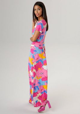 Aniston SELECTED Sommerkleid mit farbenfrohem Blütendruck - Jedes Teil ein Unikat - NEUE KOLLEKTION