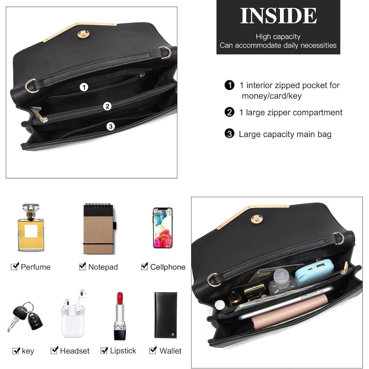 LuxusKollektion Abendtasche Damen Clutch Abendtasche Elegante Umhängetasche Schwarz-leder