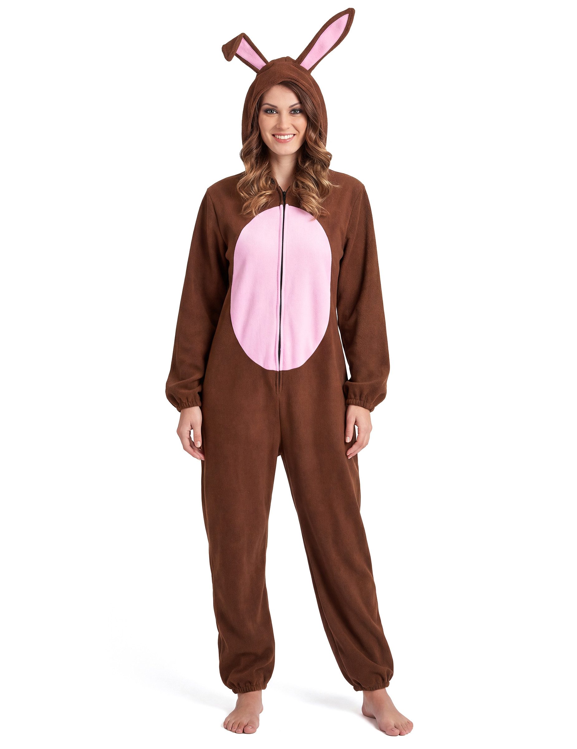 Kostüm Hasenkostüm Osterkostüm für Damen braun-rosa