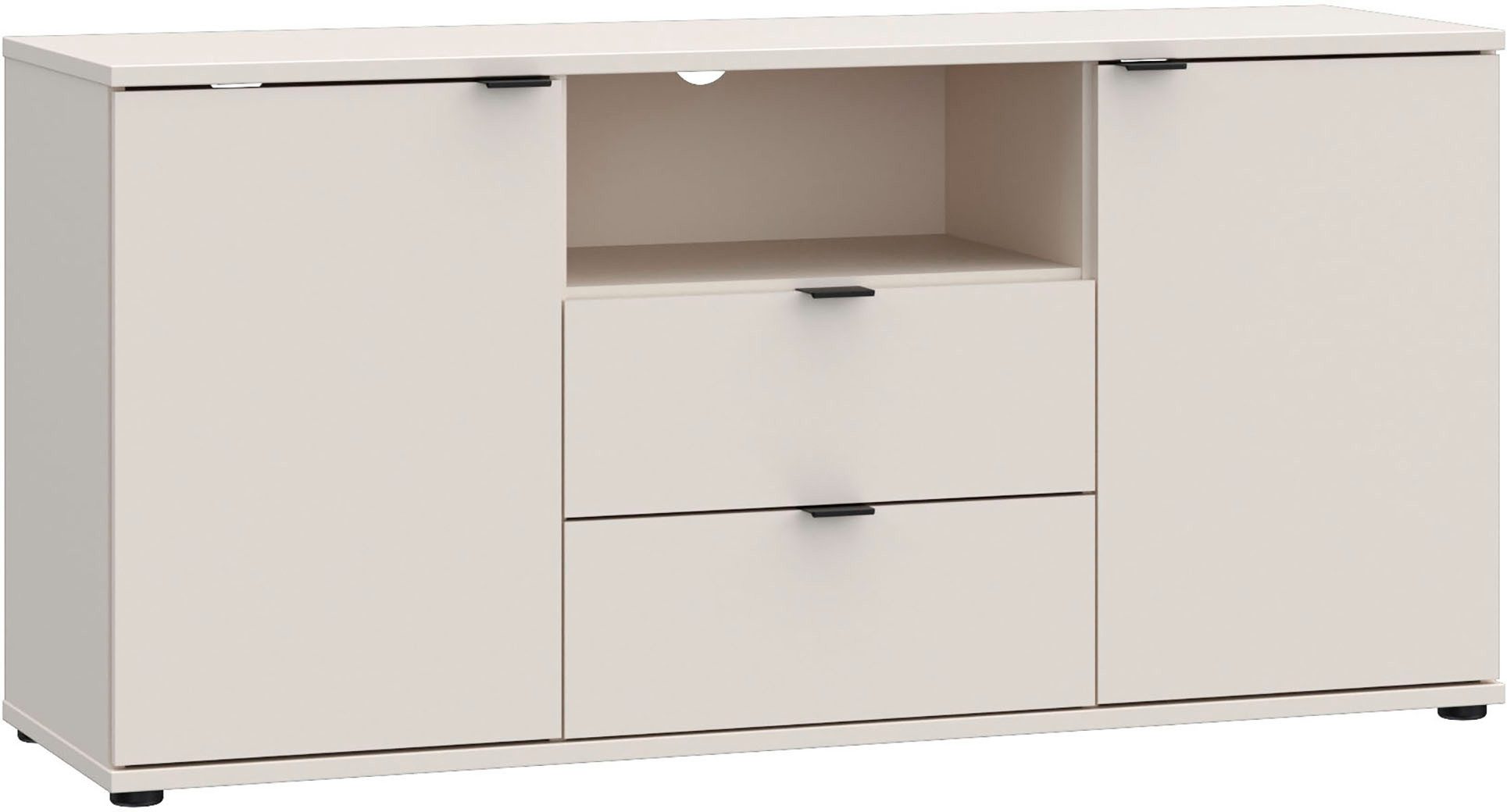 FORTE Lowboard Ganymede (Breite 129,8cm), TV Board, Stauraum, Schublade, Metallgriffe, Kabelführung