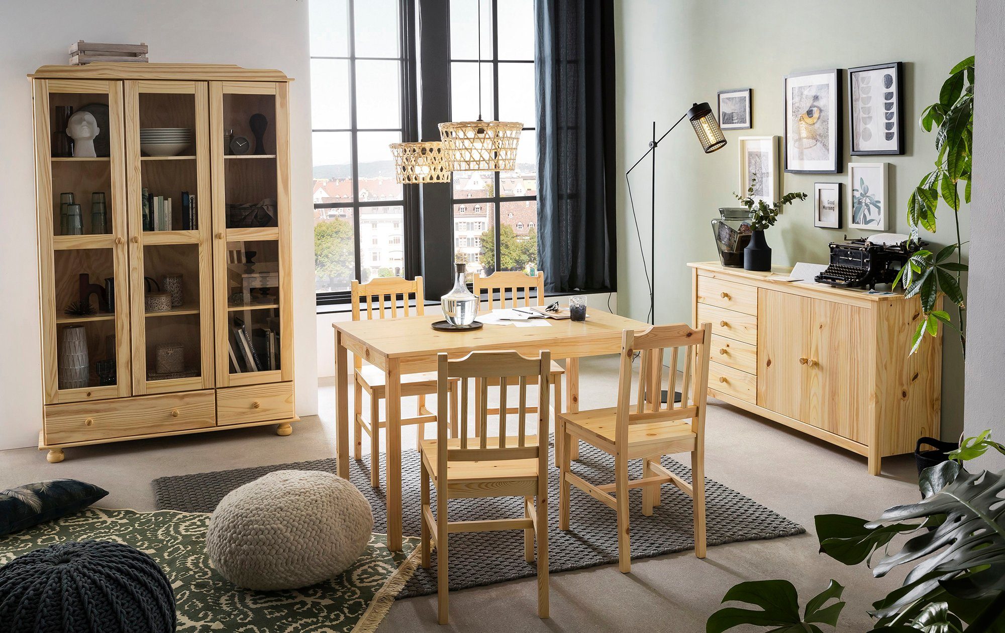 Home affaire Essgruppe Chur, (Set, 5-tlg), gefertigt aus massivem Kiefernholz
