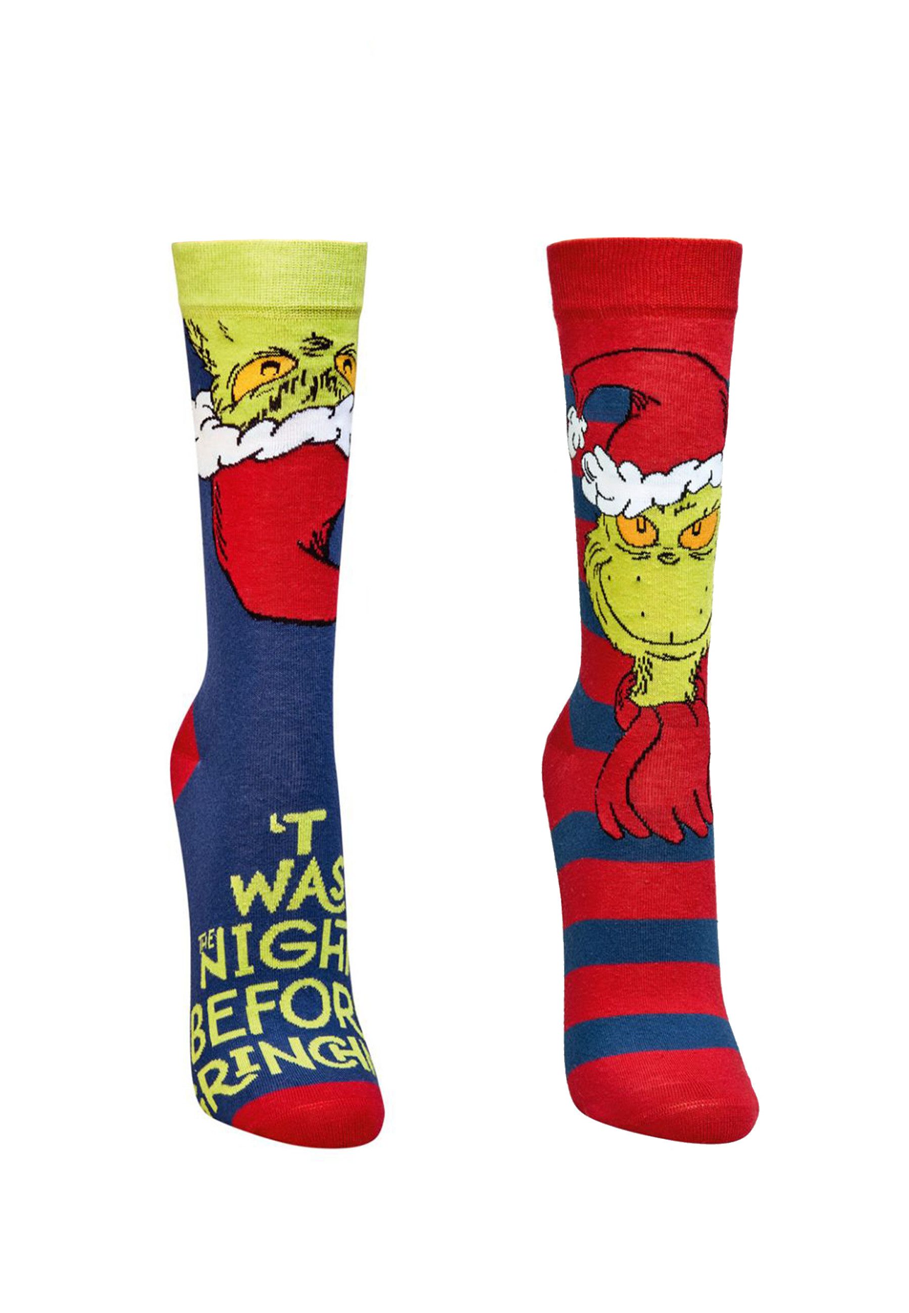 Yuhu Socken Grinch Socken 2er Pack Unisex lustige Weihnachtssocken Lizenzartikel (2-Paar)