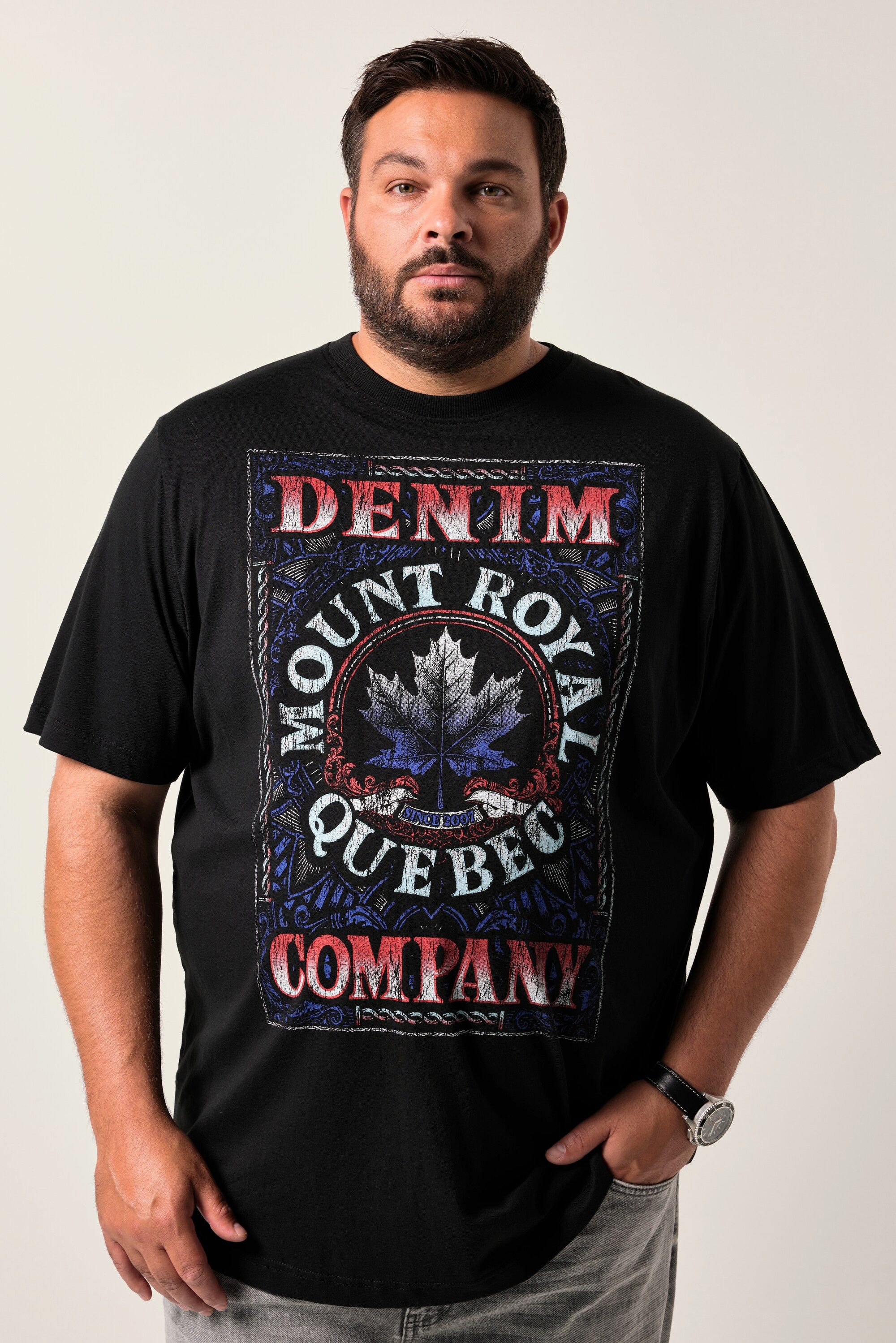 Men Plus T-Shirt T-Shirt Halbarm Brustprint