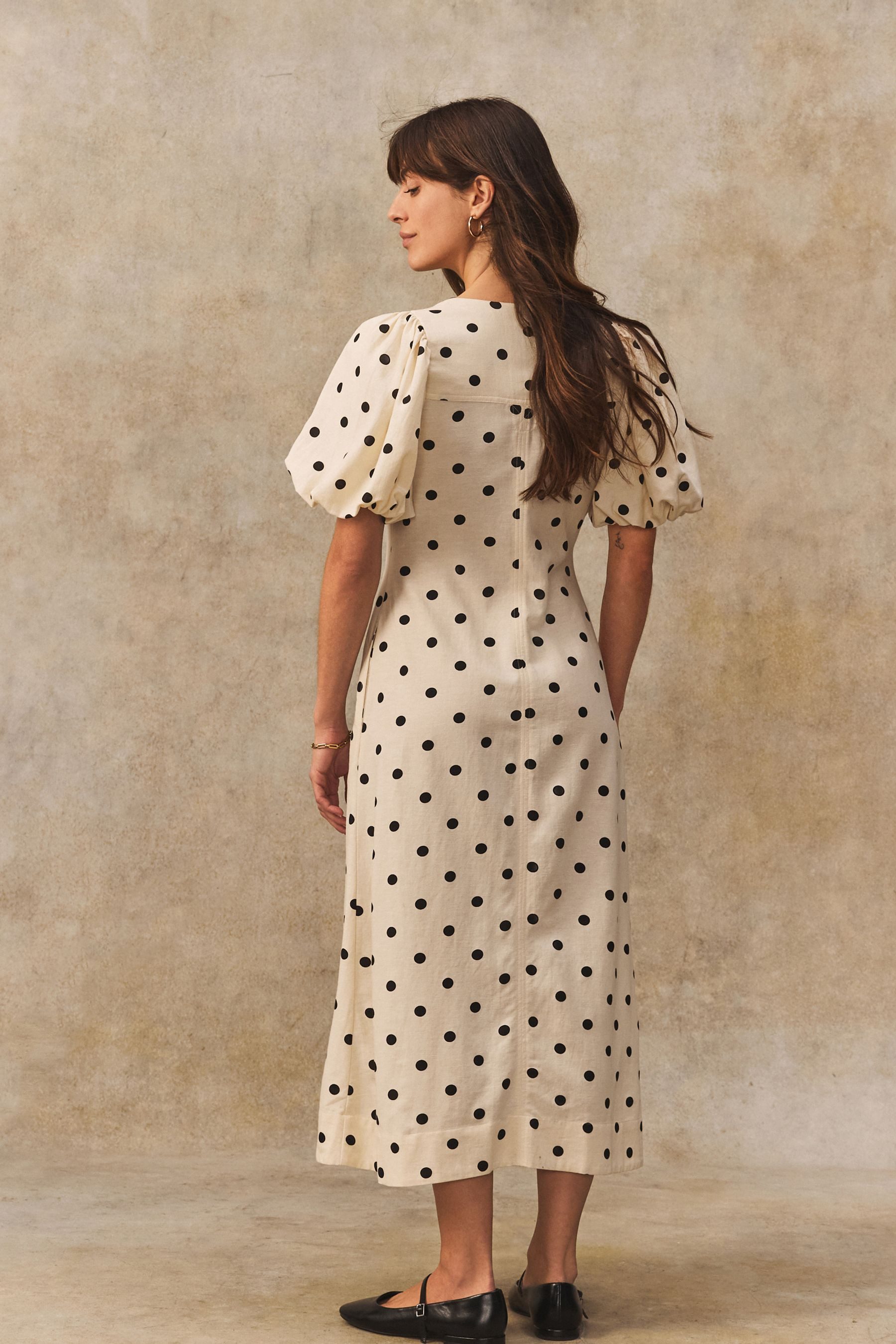 Next Midikleid Button-down-Midikleid mit Puffärmeln, Kurzgröße günstig online kaufen