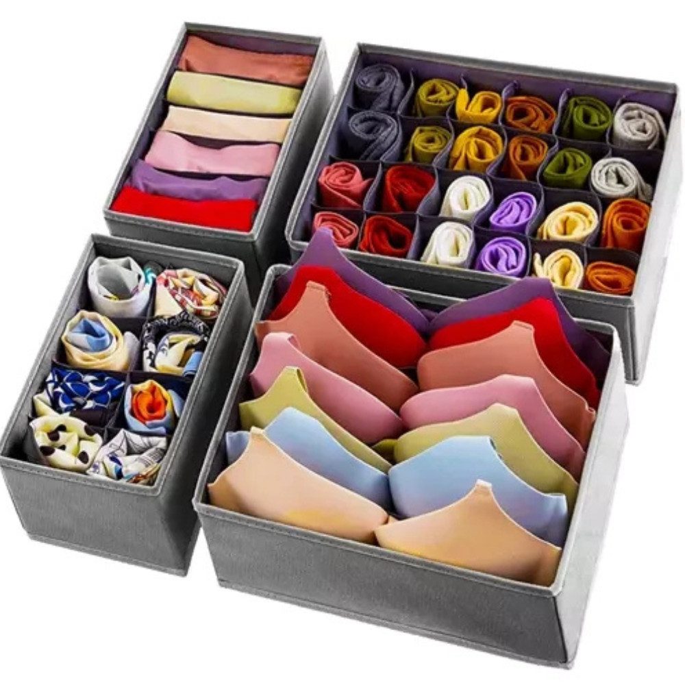 Ruhhy Organizer Unterwäsche Organisator (Spar-Set, 4 St., platzsparend), besteht aus luftdurchlässigem Material