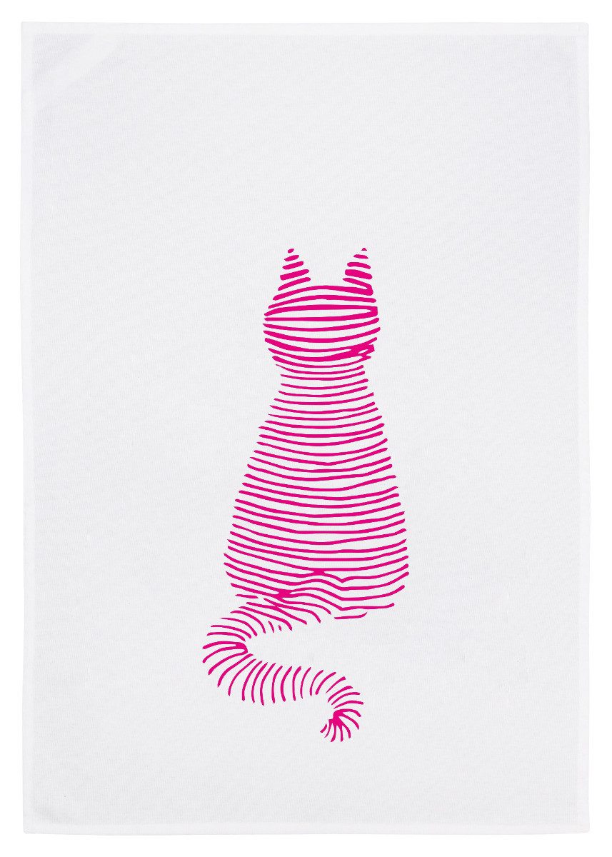 17;30 Hamburg Geschirrtuch Katzenwäsche, Pink, (1-tlg), 50x70cm, Siebdruck