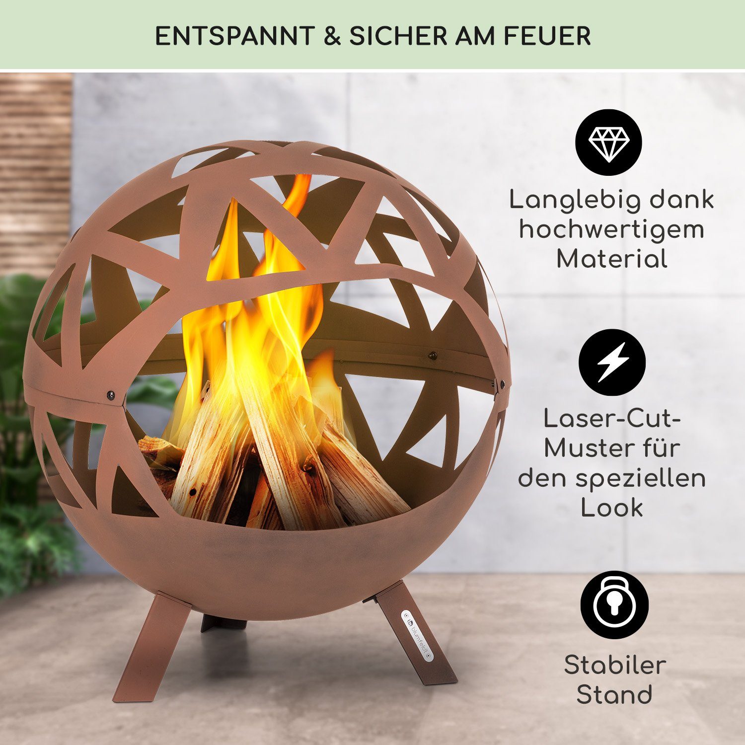 blumfeldt Feuerschale Colima, (Set), Feuerkorb Feuerstelle Outdoor Feuerschale Garten