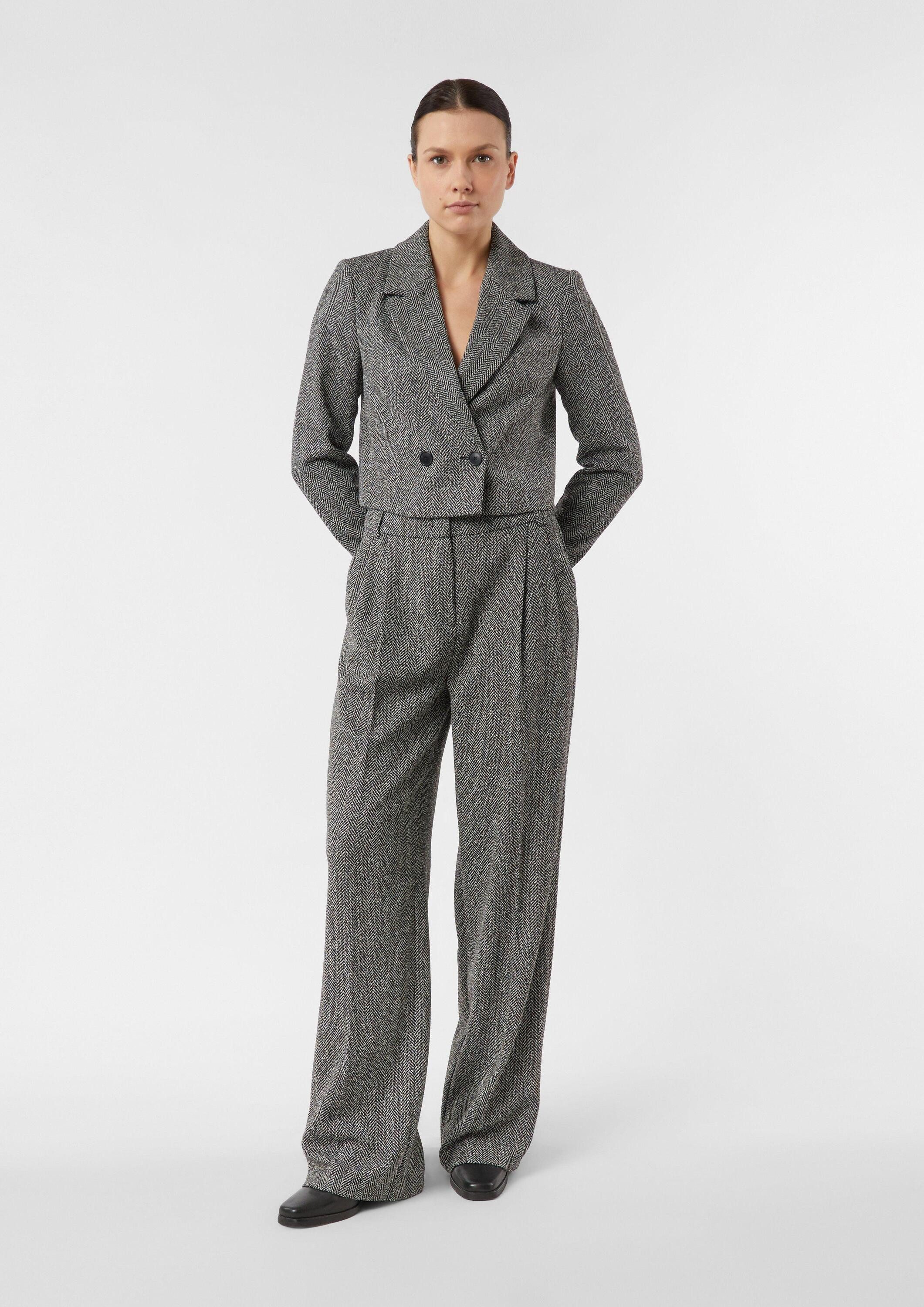 comma Chinos Hose Bundfaltenhose mit Herringbone-Muster günstig online kaufen