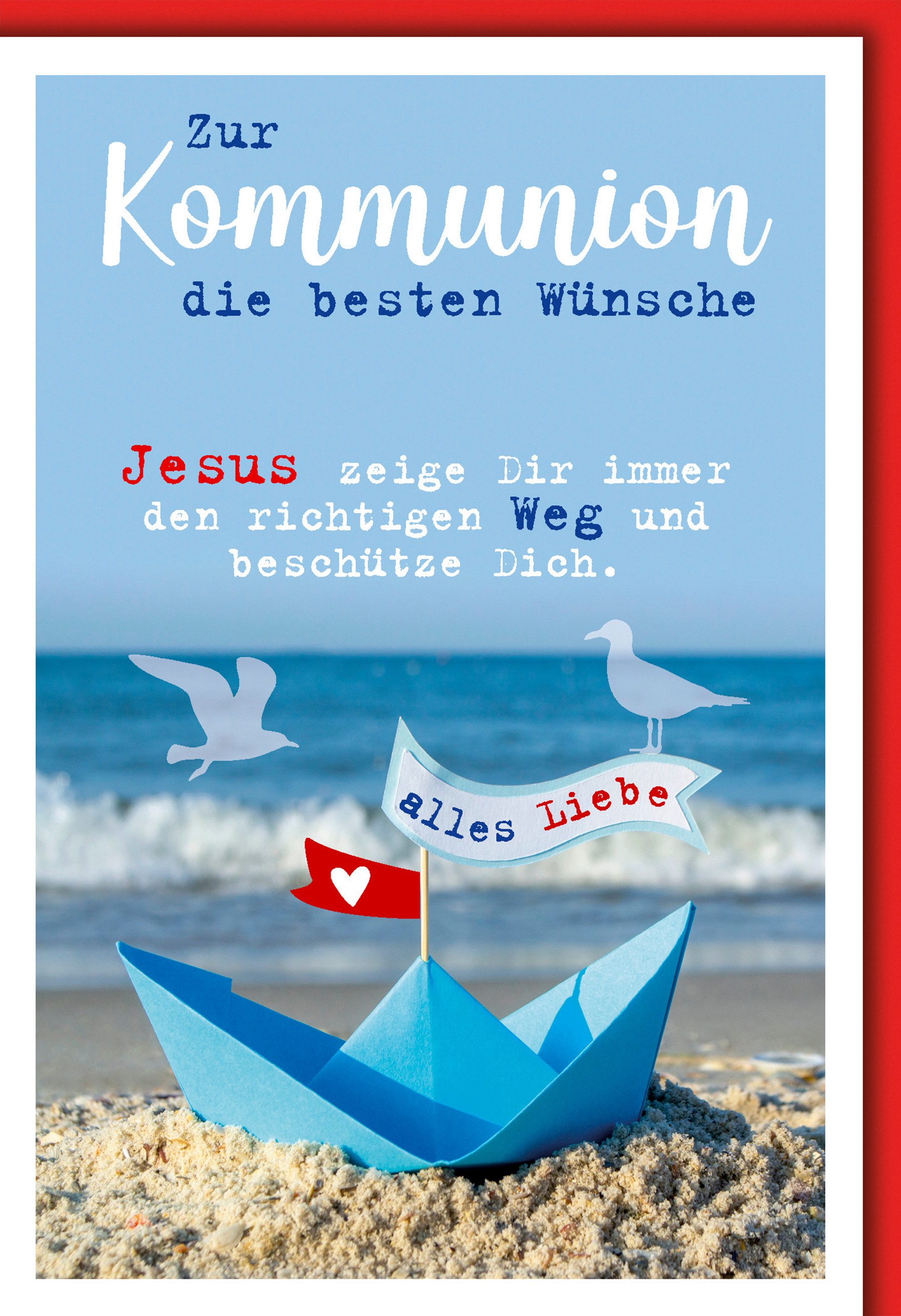 Verlag Dominique Grußkarten Kommunion Karte mit Umschlag blaues