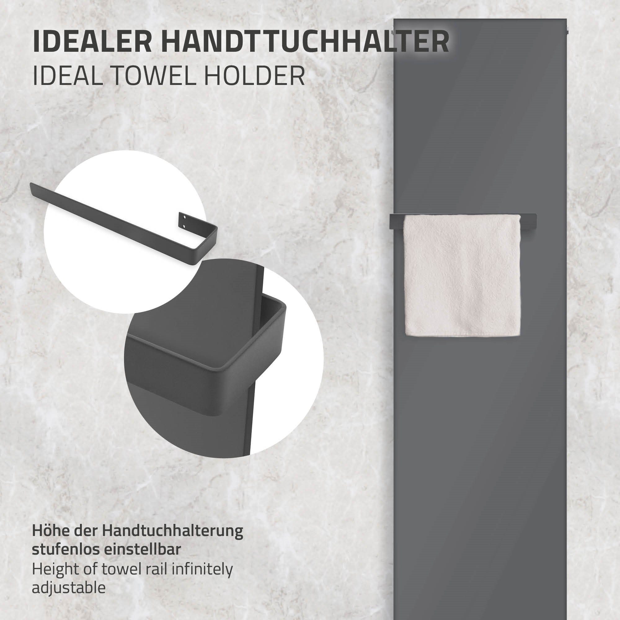 Handtuchwärmer, 452x1600mm Mittelanschluss Handtuchheizkörper LuxeBath Badheizkörper Designheizkörper Handtuchhalter Anthrazit