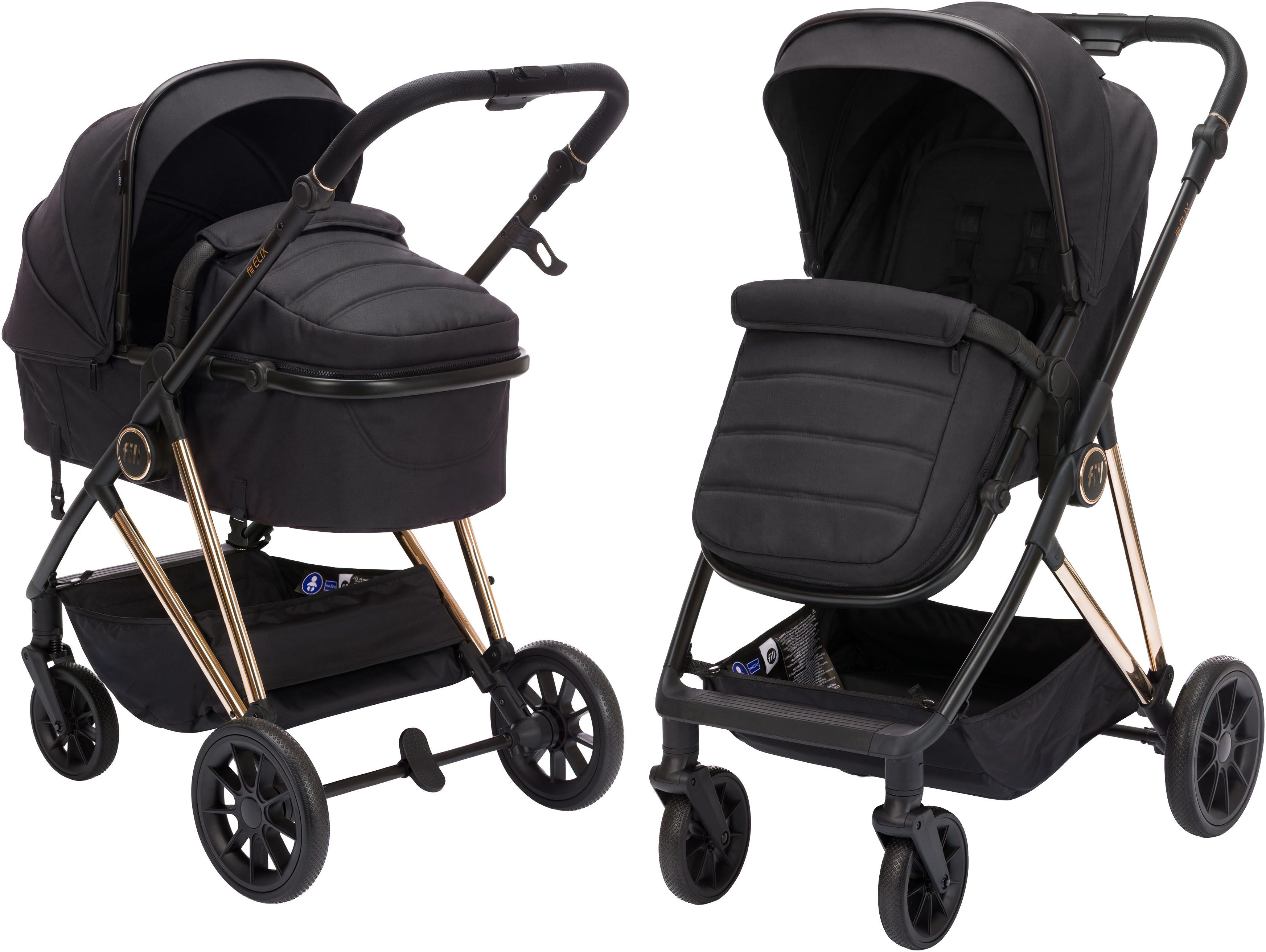 Fillikid Kombi-Kinderwagen Fill Elix, Babywanne einfach zum Sportsitz umbaubar