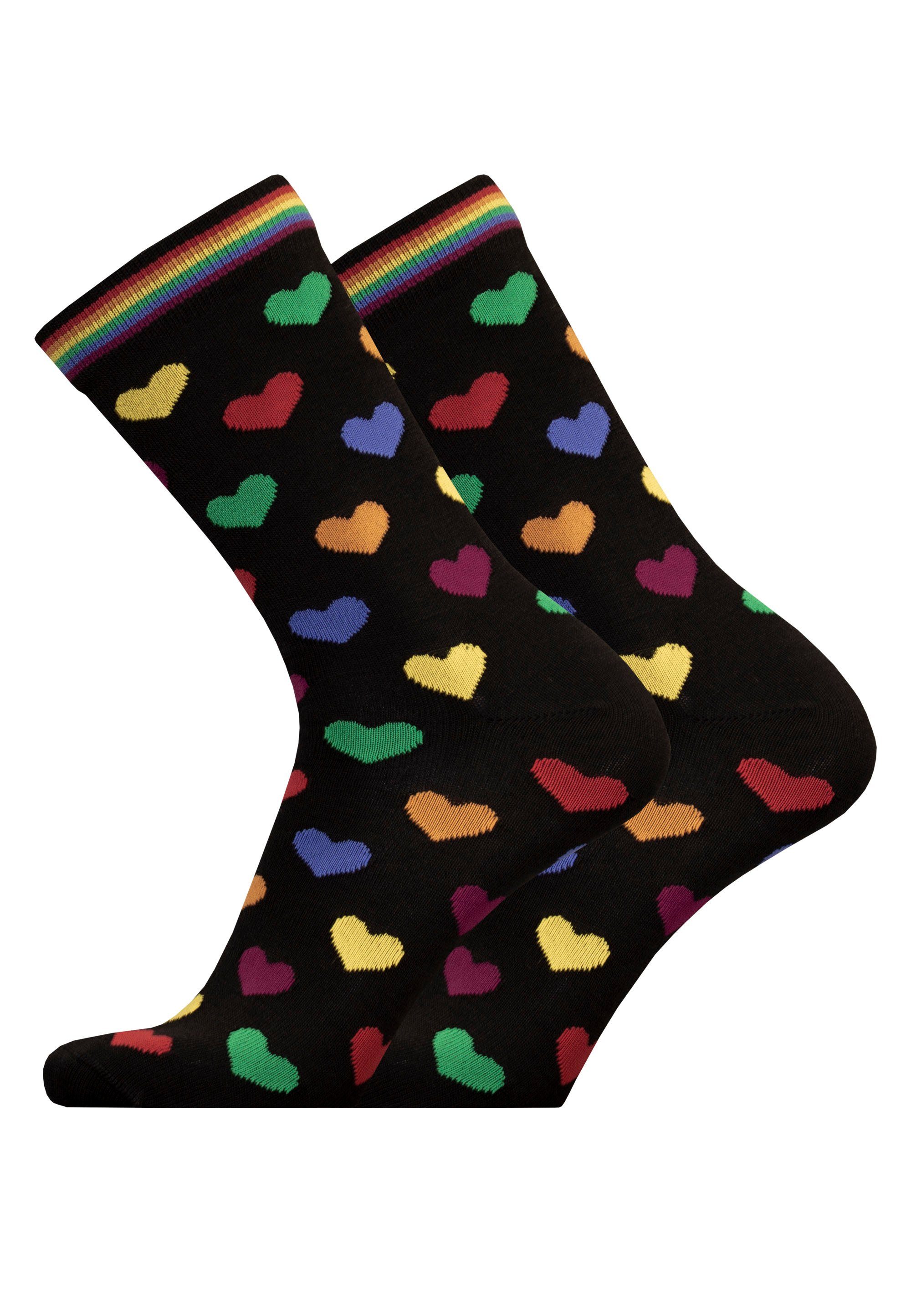 UphillSport Socken RAINBOW HEARTS 2er Pack (2-Paar) mit niedlichen Herz-Prints | Socken