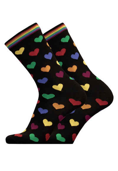 UphillSport Socken RAINBOW HEARTS 2er Pack (2-Paar) mit niedlichen Herz-Prints