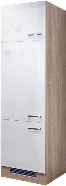 Flex-Well Exclusiv Geräteumbauschrank Valero 60 cm Hochglanz Weiß-Sonoma Eiche
